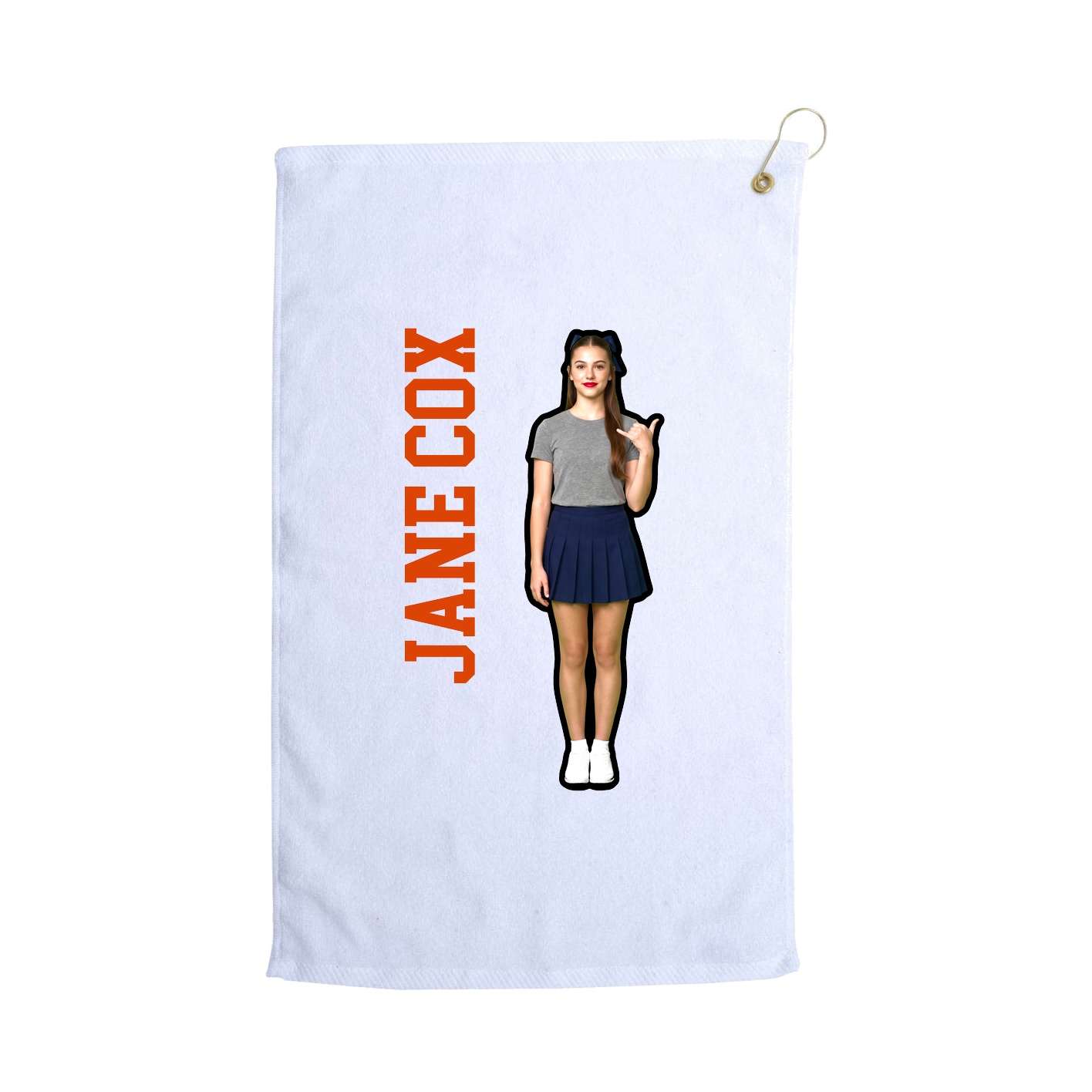 Golf Towel — Name Vertical in White
