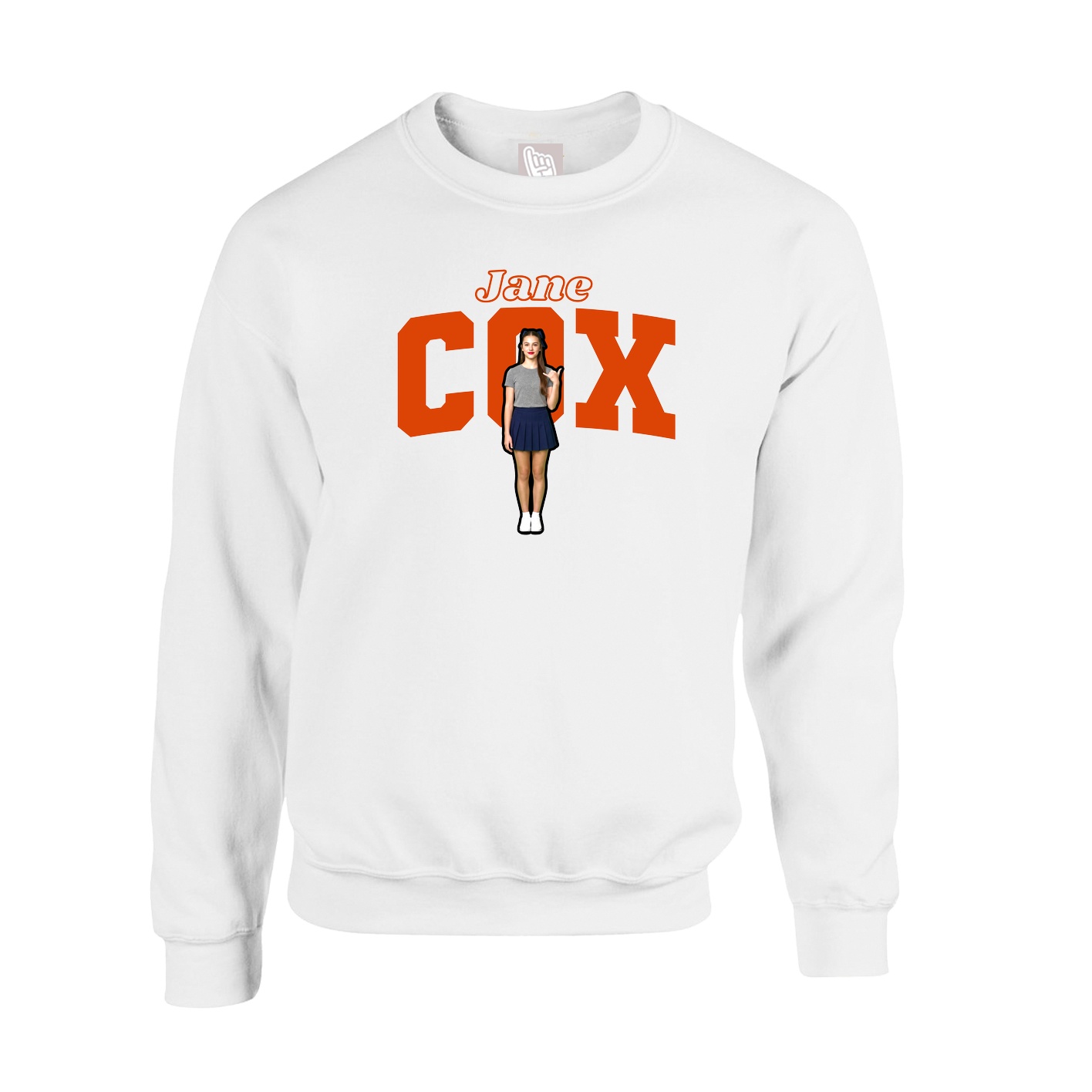 Fleece Crew — Name Arch in White