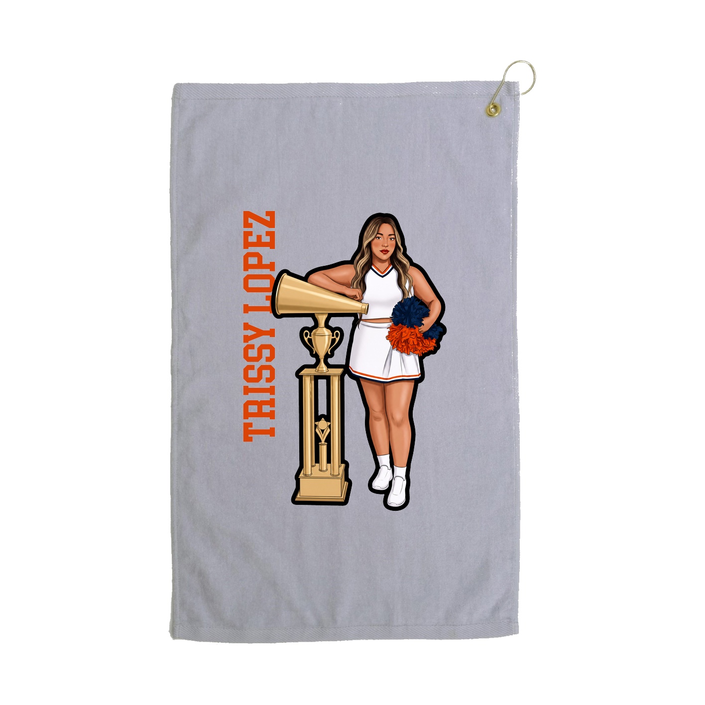 Golf Towel — Name Vertical in Grey