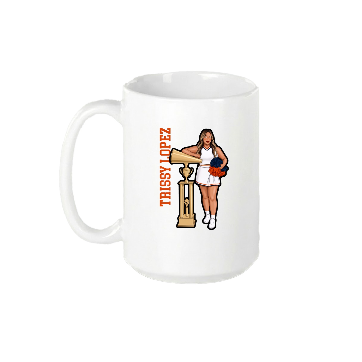 15oz Coffee Mug — Name Vertical in White