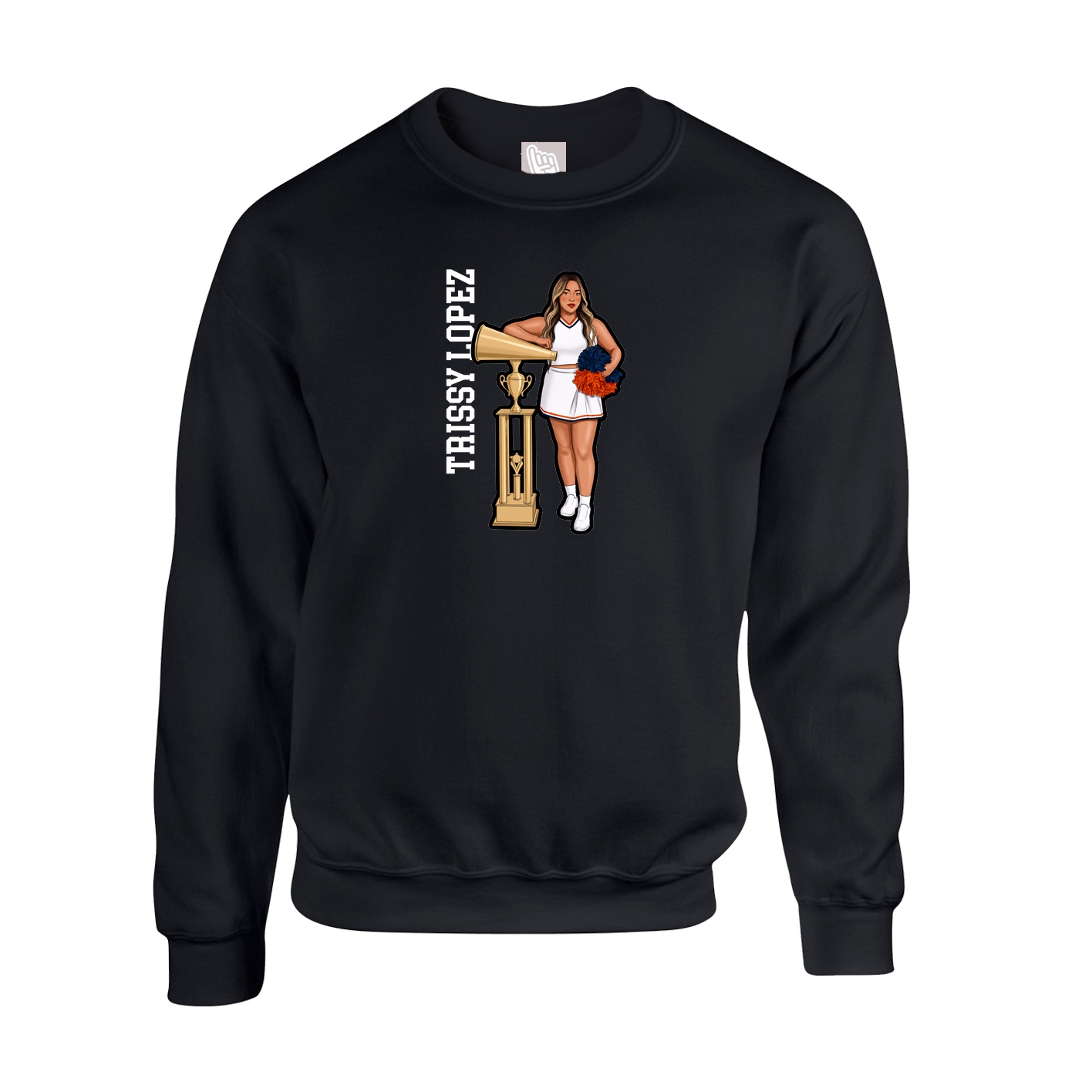 Fleece Crew — Name Vertical in Black
