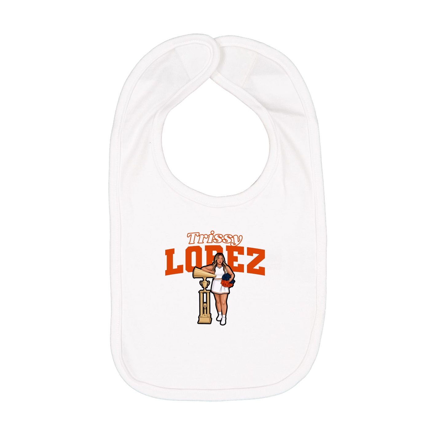 Infant Bib — Name Arch in White