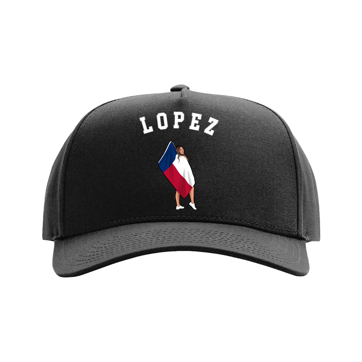 Full Fabric Five-Panel Champ Cap — Shirsey Arch in Black