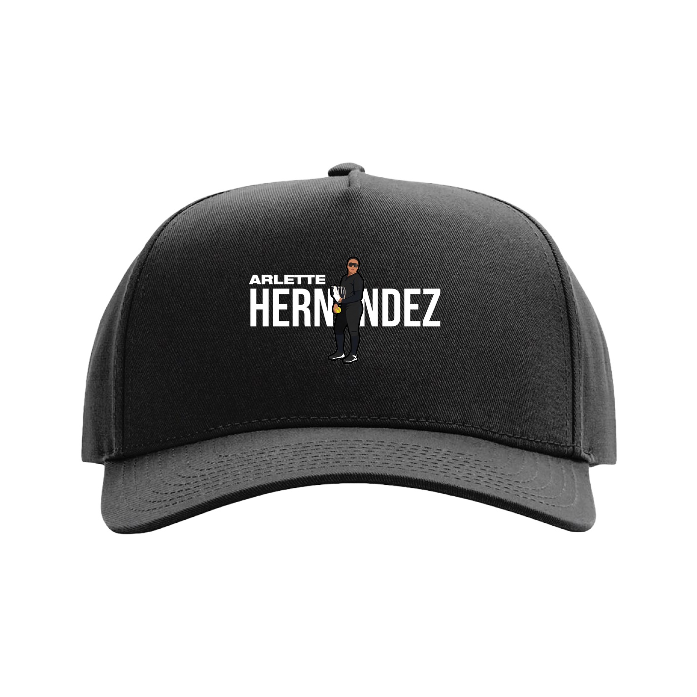 Full Fabric Five-Panel Champ Cap — Player Name in Black