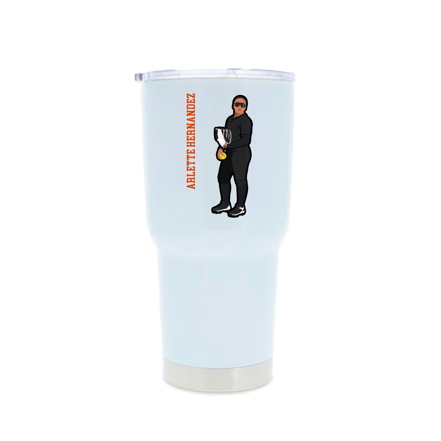 30oz Stainless Steel Tumbler — Name Vertical in White