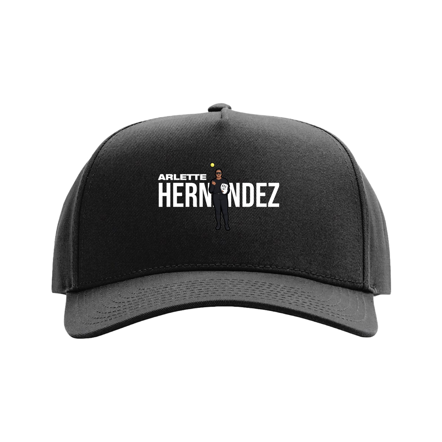 Full Fabric Five-Panel Champ Cap — Player Name in Black