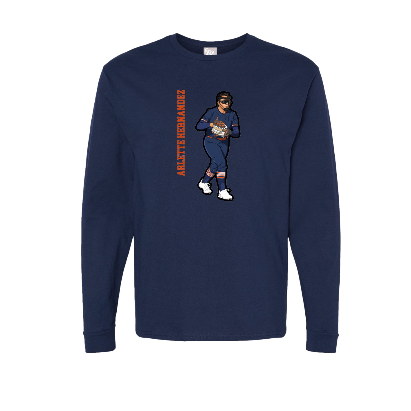 Long Sleeve Tee — Name Vertical in Navy