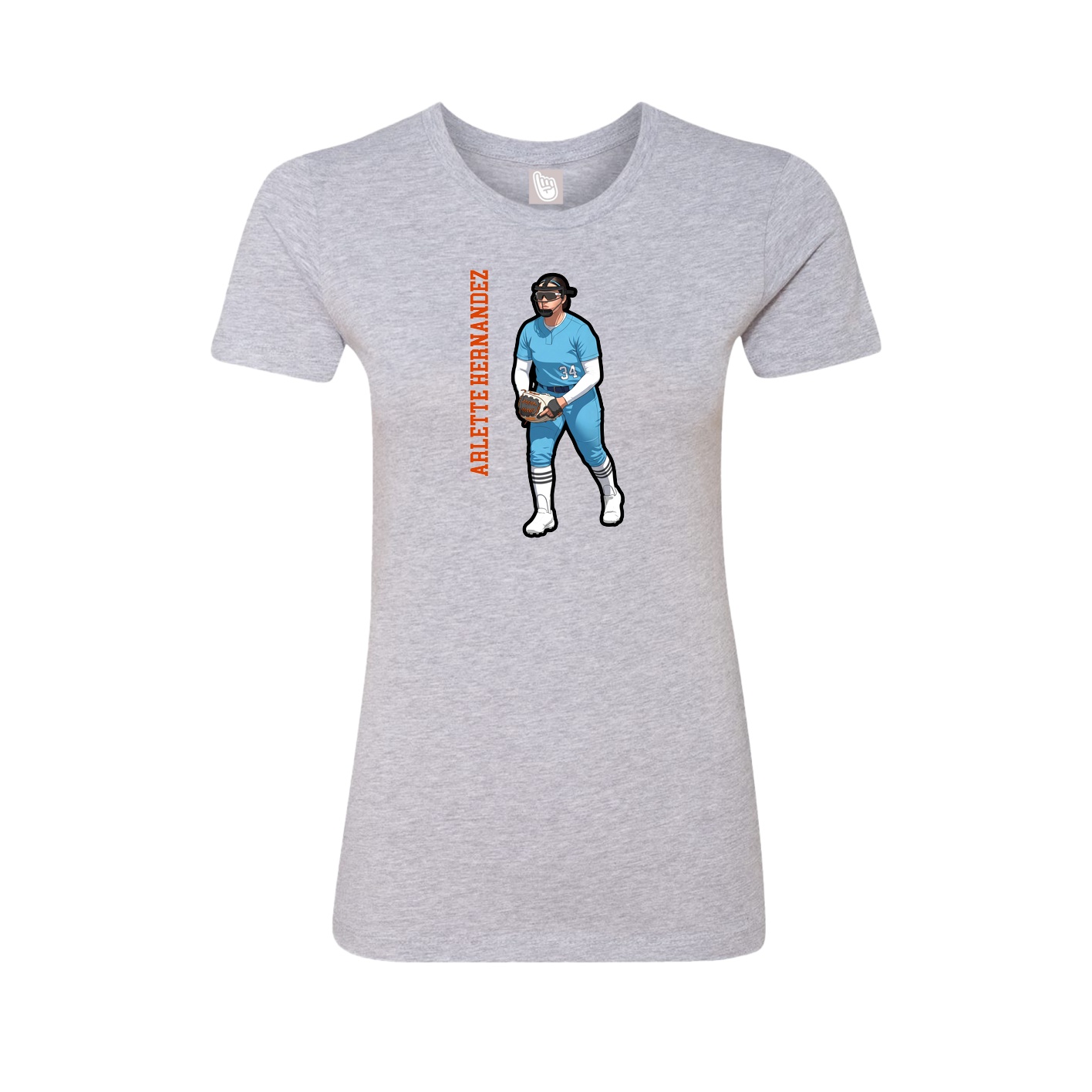 Fitted Women's Tee — Name Vertical in Grey
