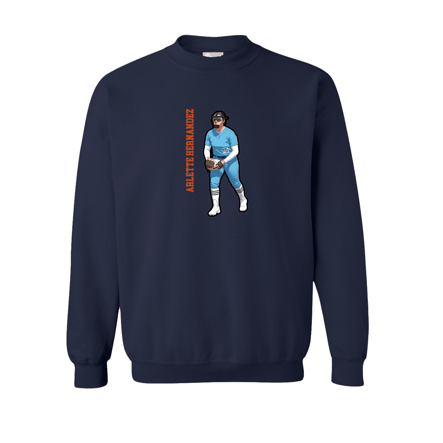 Fleece Crew — Name Vertical in Navy