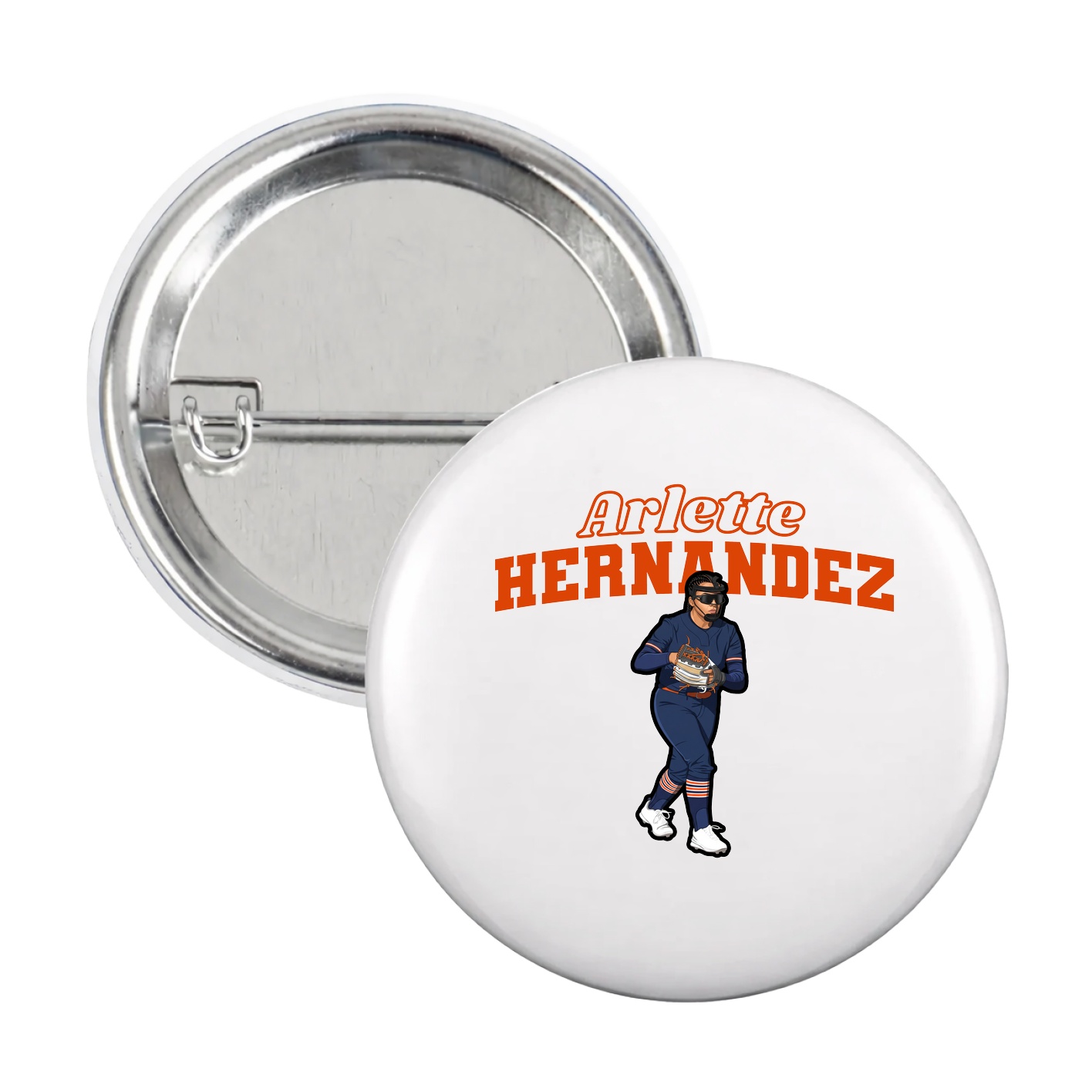 Game Day Button — Name Arch in White