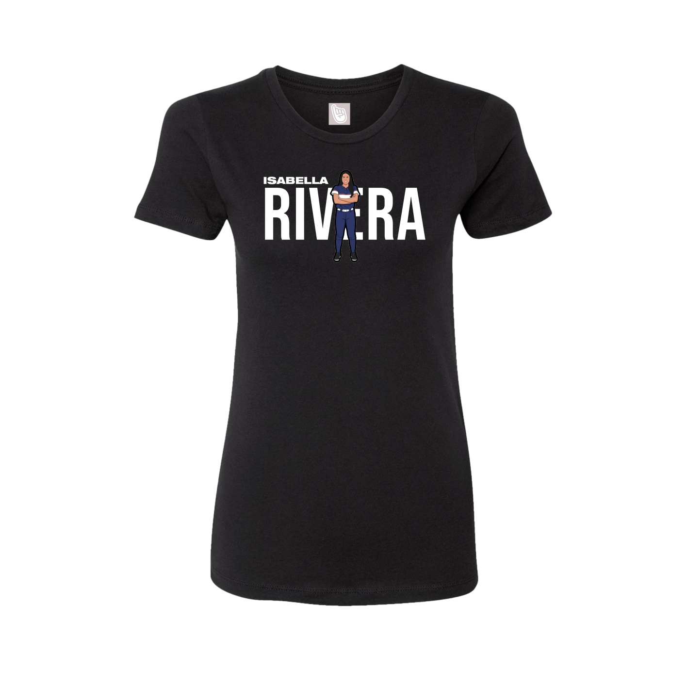 Fitted Women's Tee — Player Name in Black