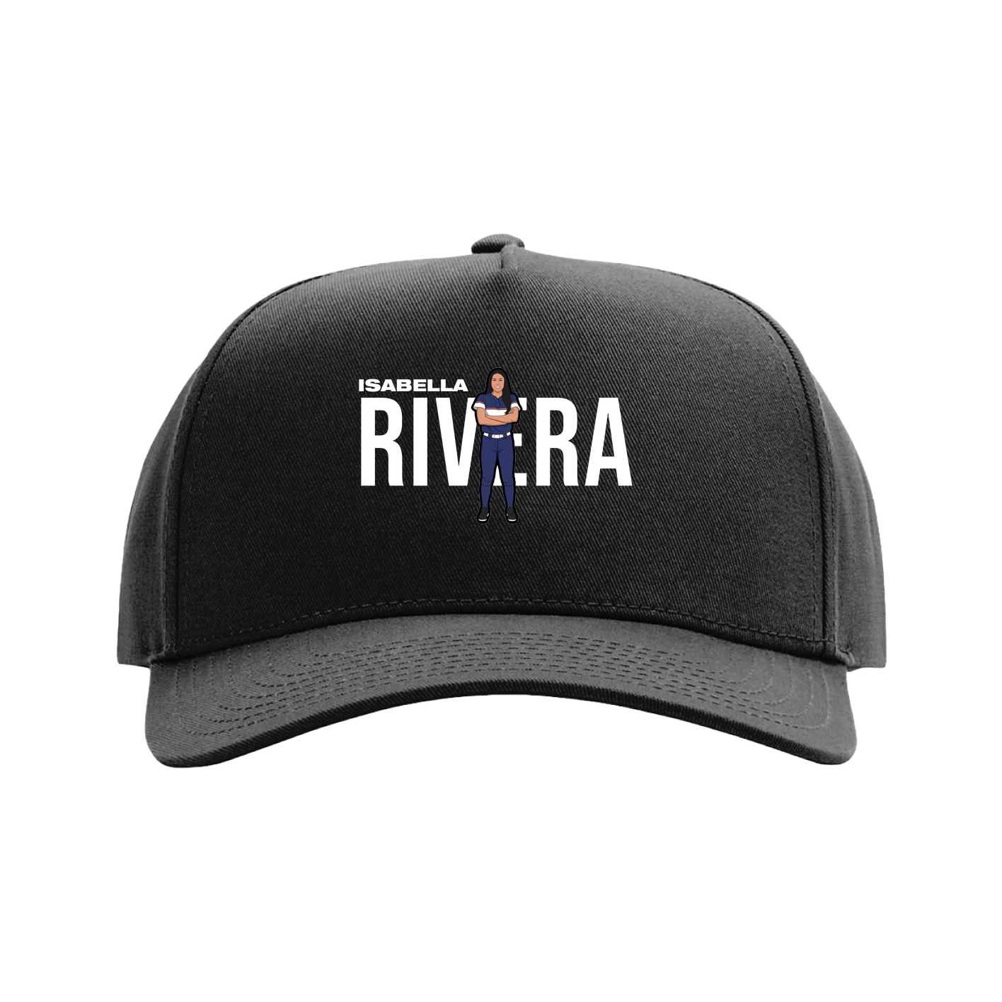 Full Fabric Five-Panel Champ Cap — Player Name in Black
