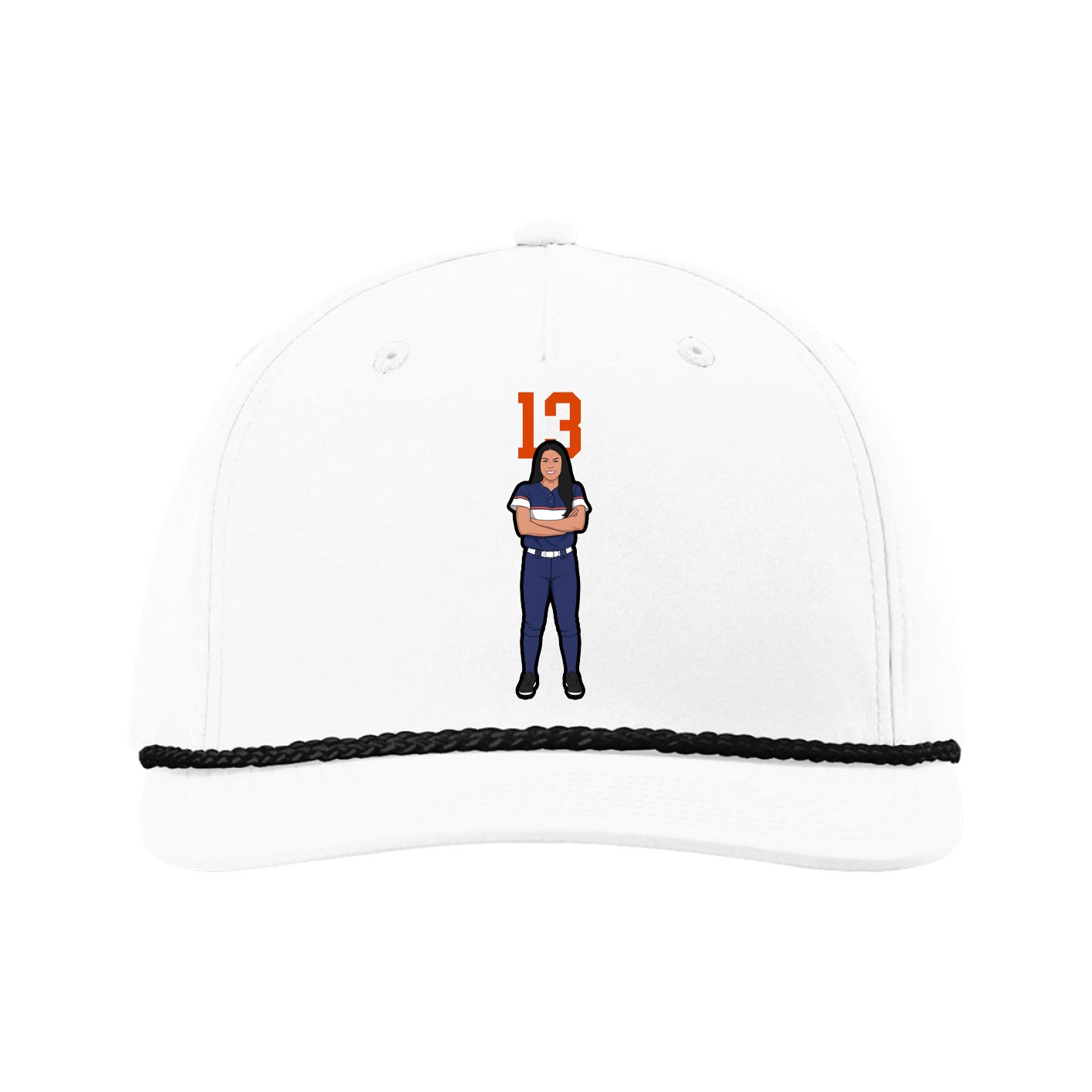 Five-Panel Classic Rope Cap — Number Top in White