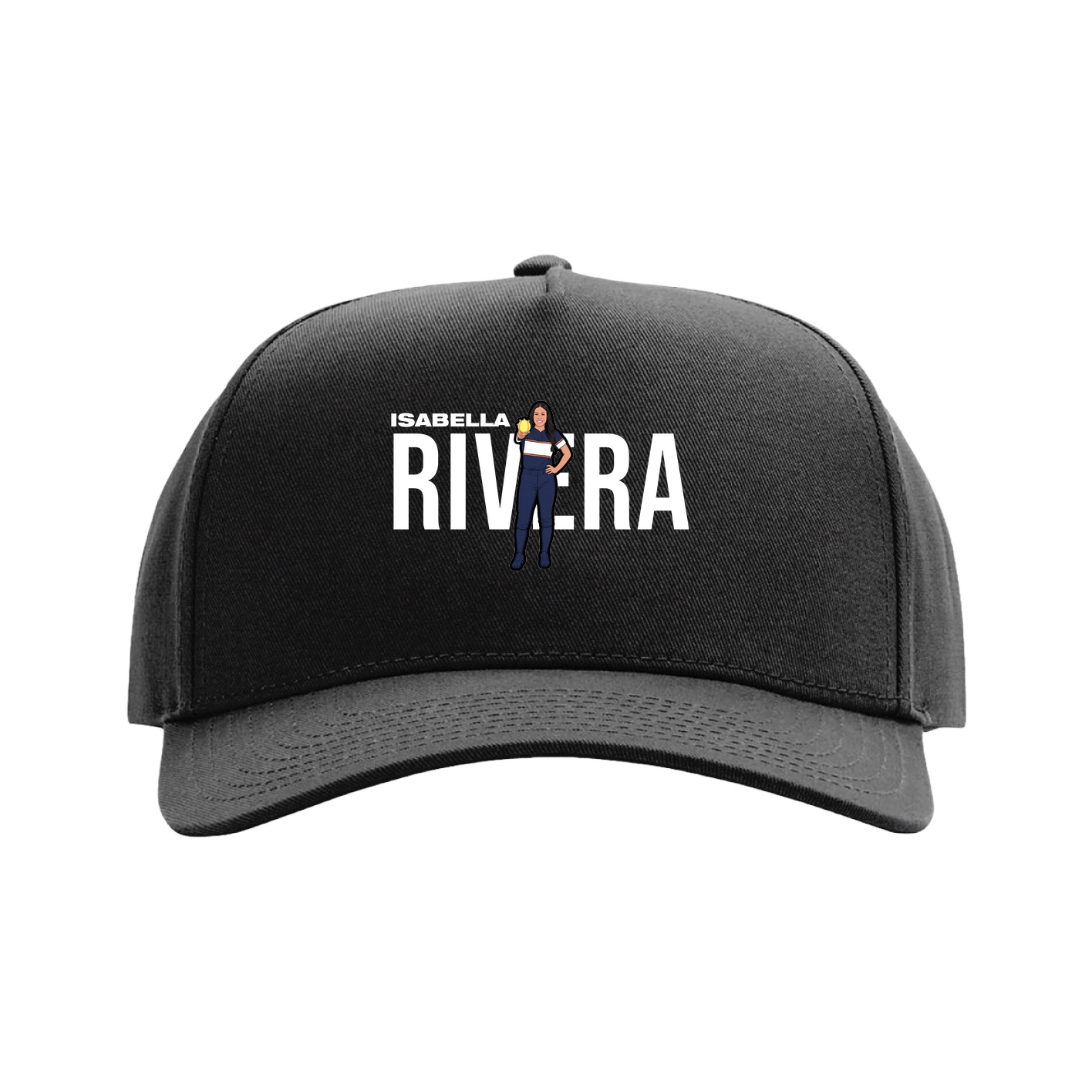 Full Fabric Five-Panel Champ Cap — Player Name in Black
