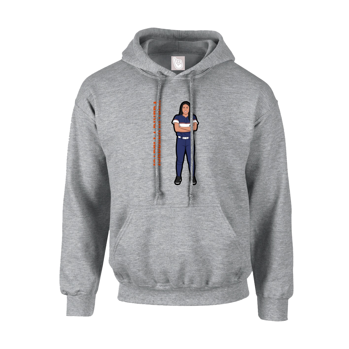 Hoodie — Name Vertical in Grey