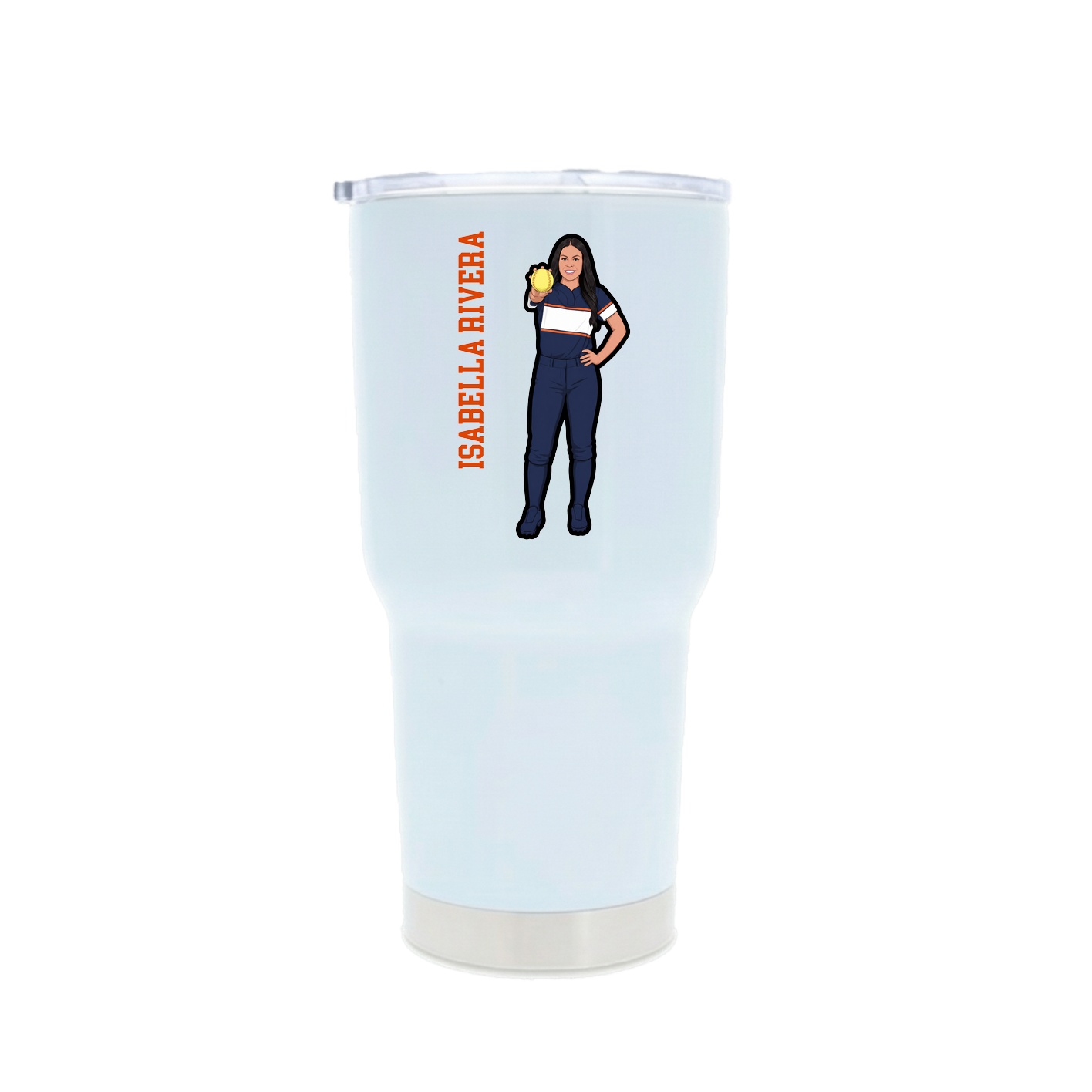 30oz Stainless Steel Tumbler — Name Vertical in White