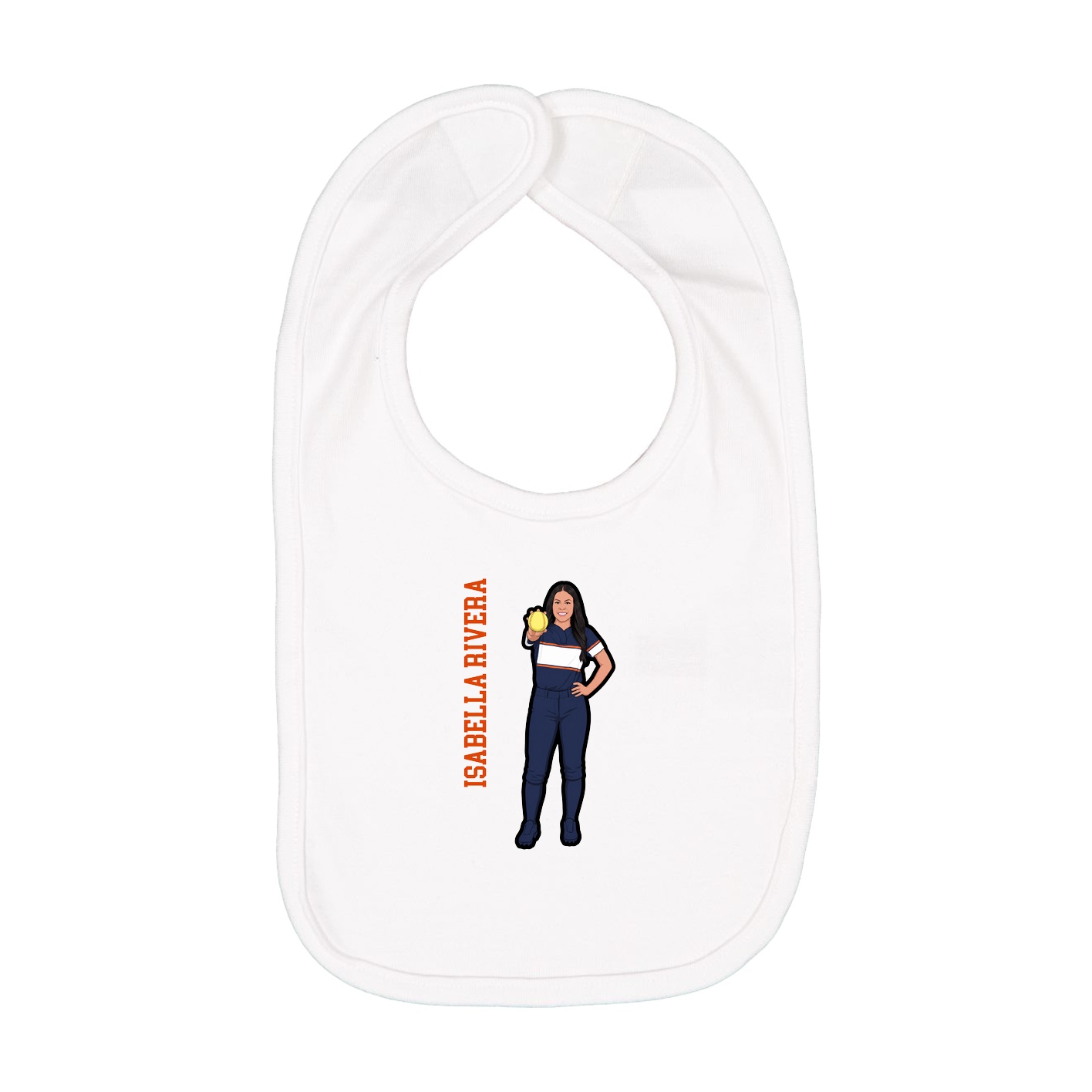 Infant Bib — Name Vertical in White