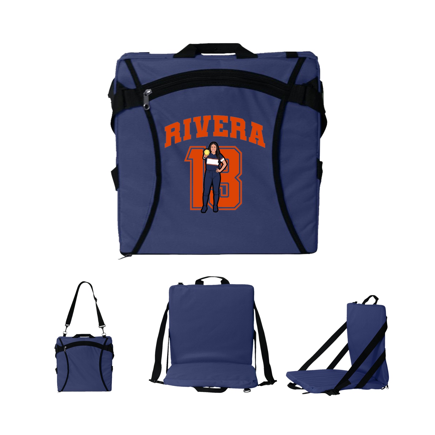 Folding Stadium Seat — Number in Navy