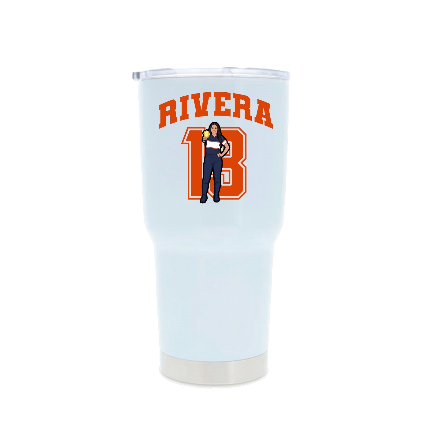 30oz Stainless Steel Tumbler — Number in White