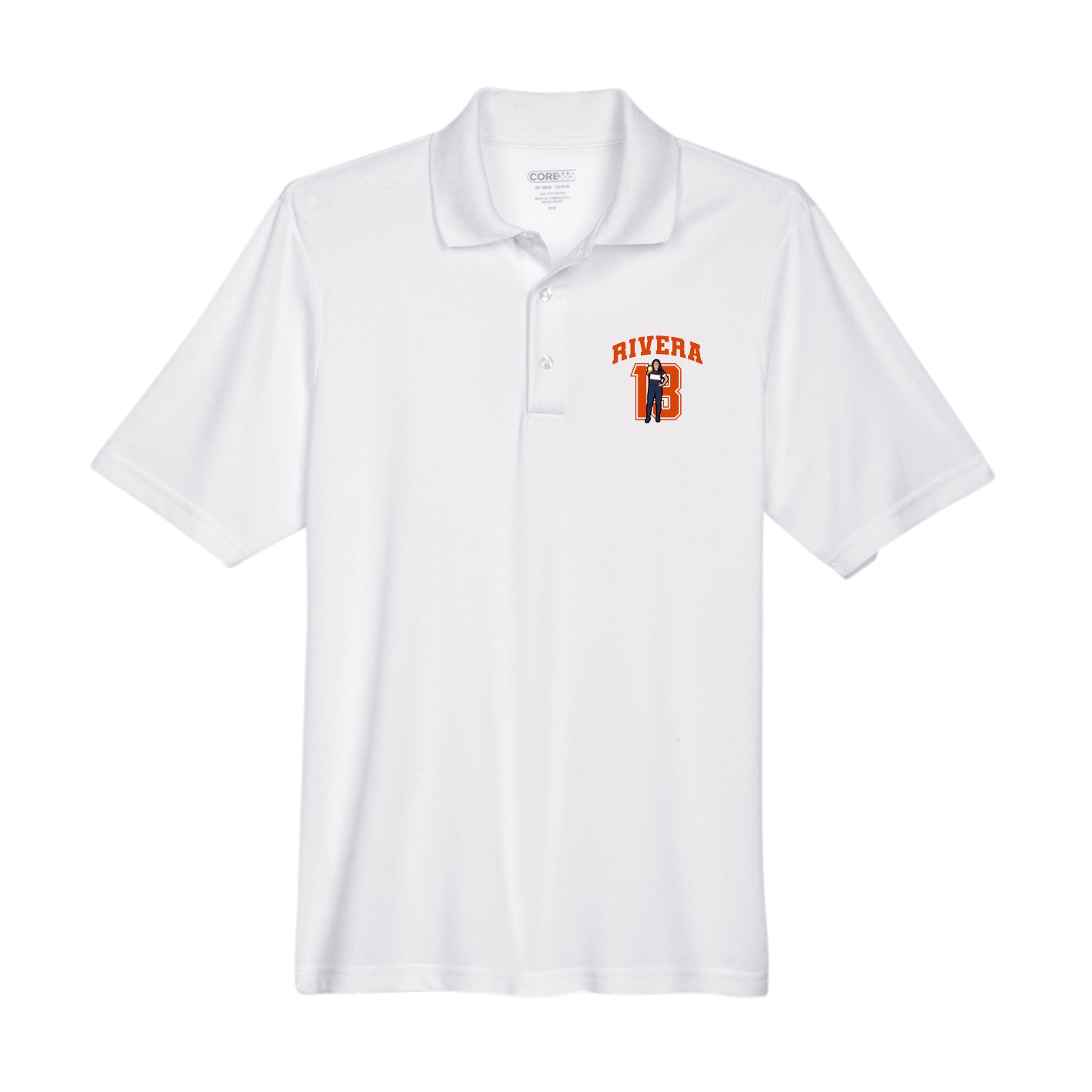 Performance Polo — Number in White