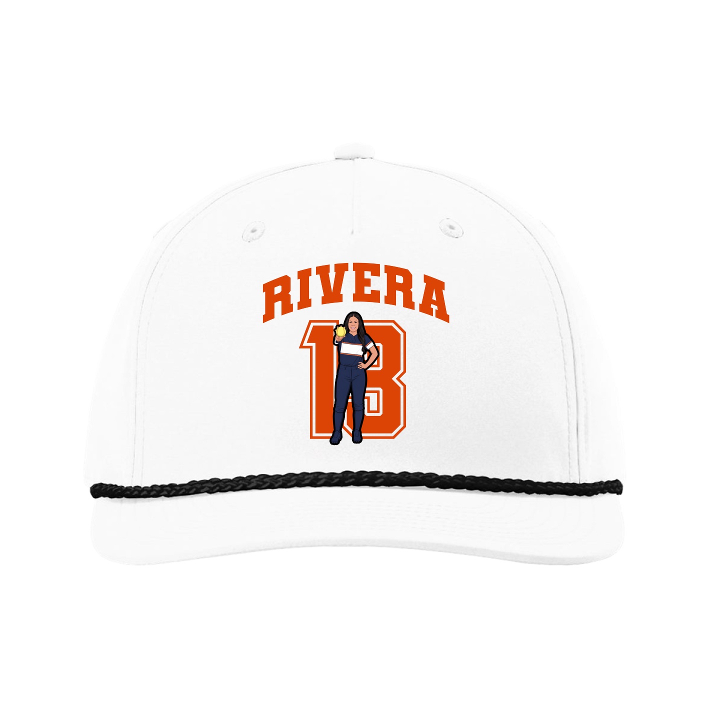 Five-Panel Classic Rope Cap — Number in White