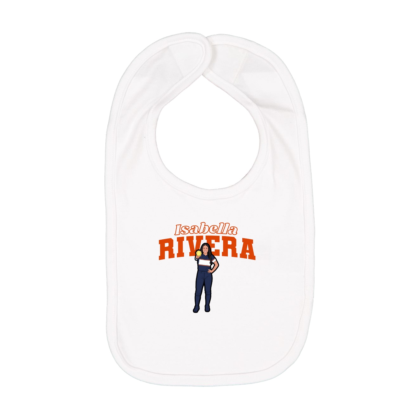 Infant Bib — Name Arch in White
