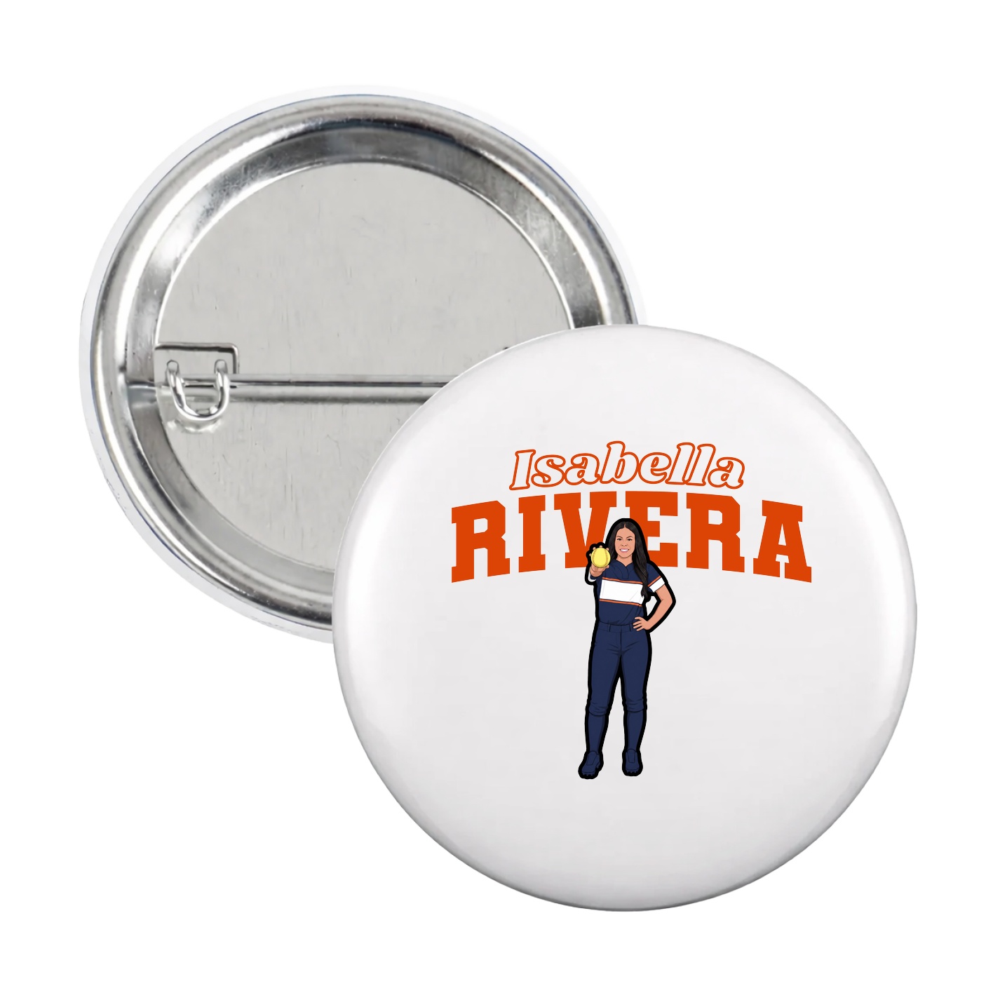 Game Day Button — Name Arch in White