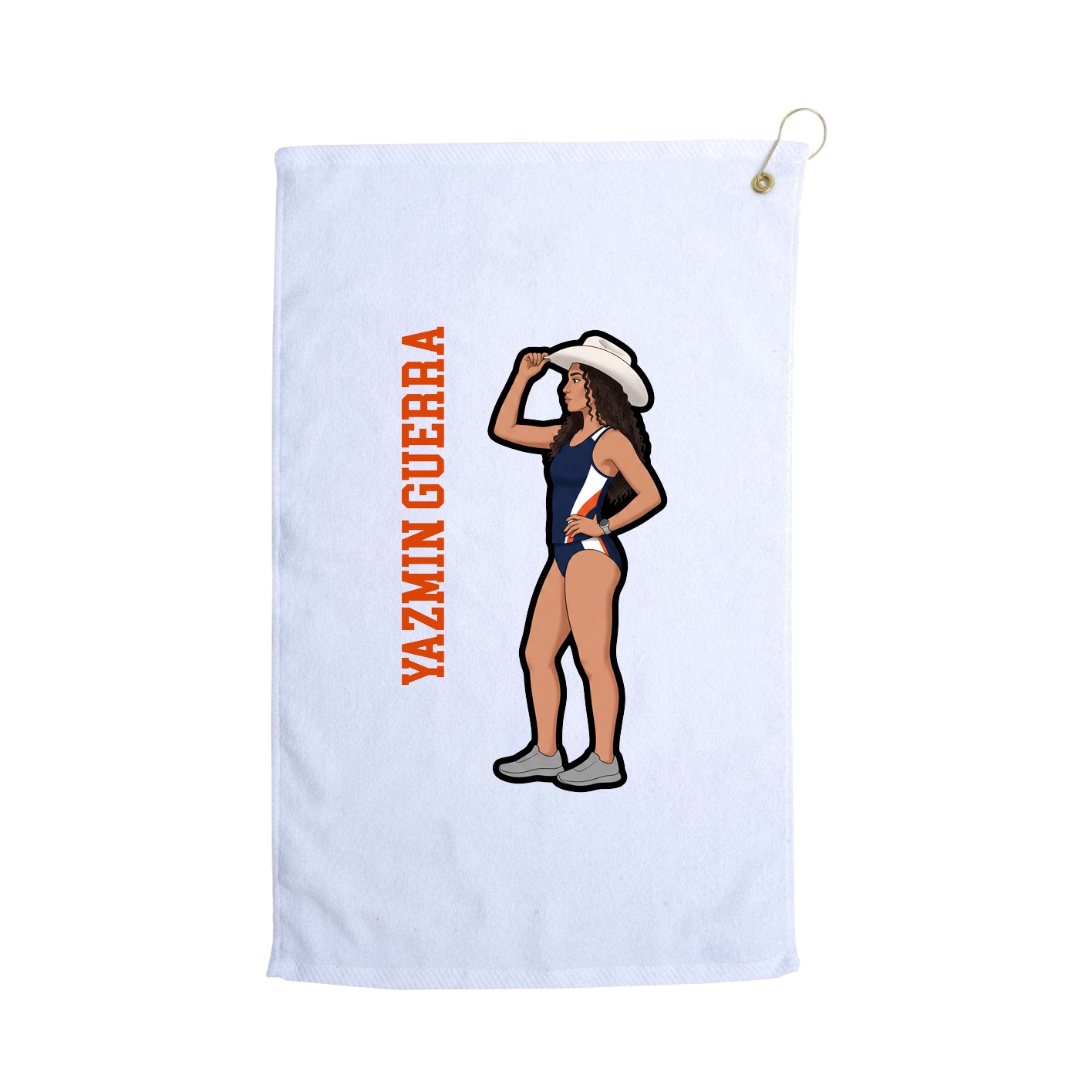 Golf Towel — Name Vertical in White