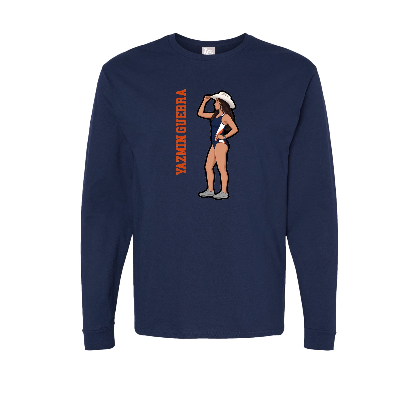 Long Sleeve Tee — Name Vertical in Navy