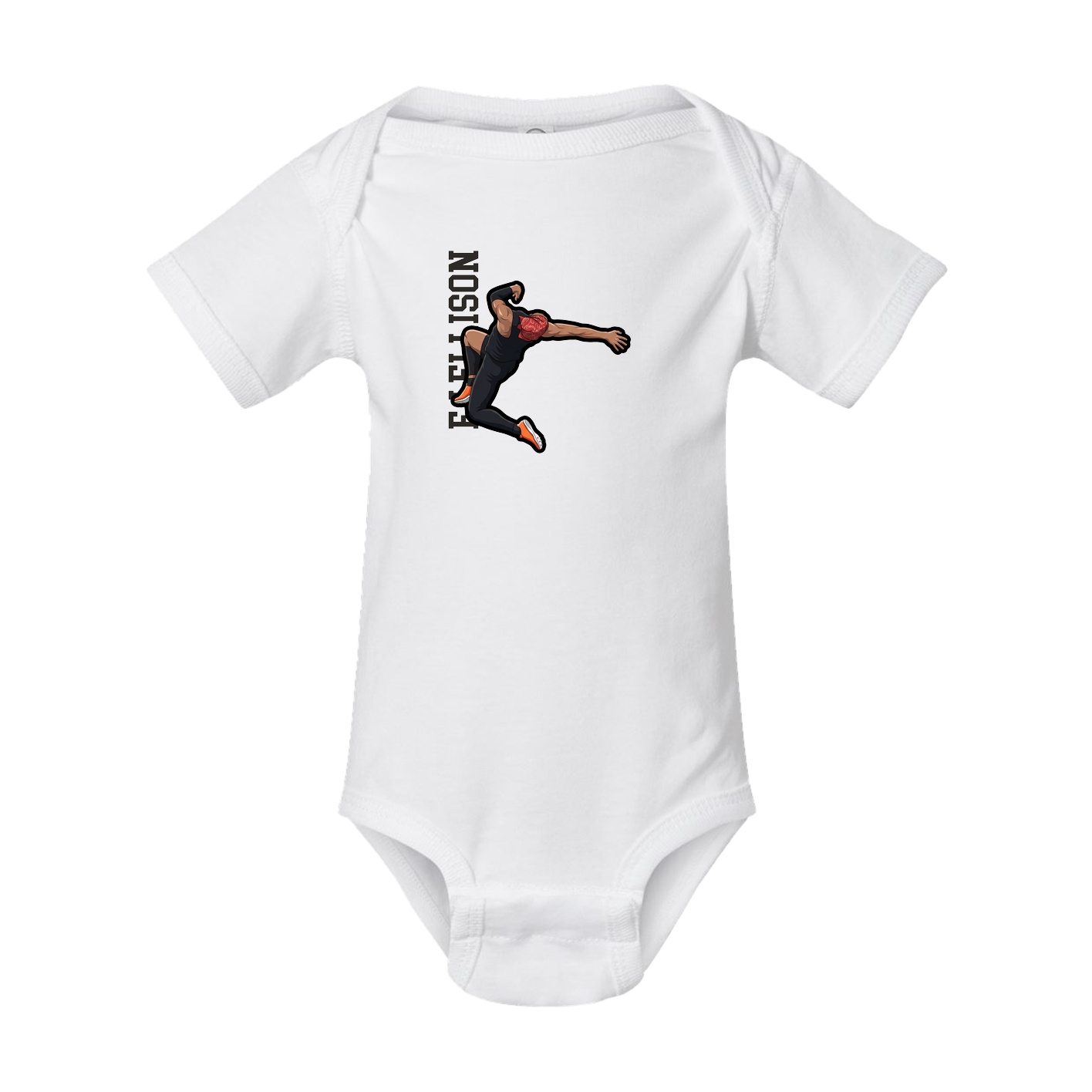 Baby Onesie — Name Vertical in White