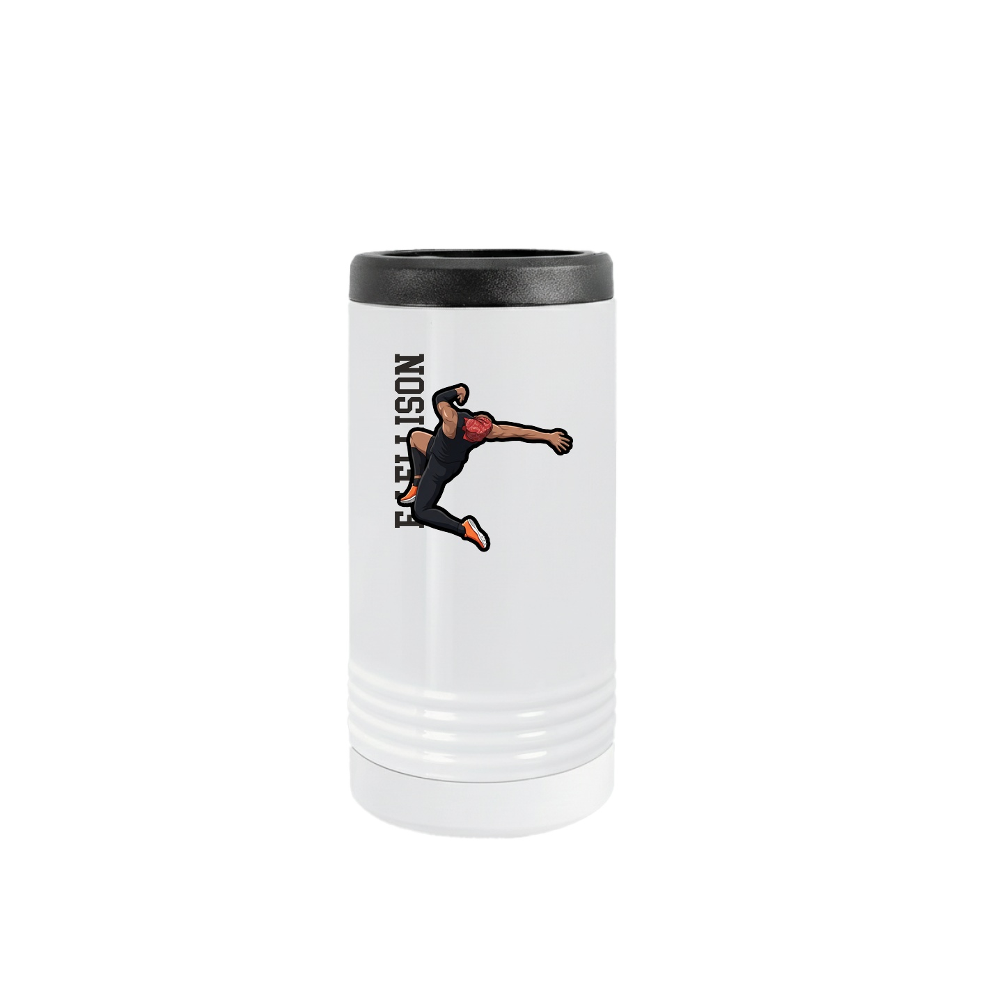 Slim Beverage Holder — Name Vertical in White