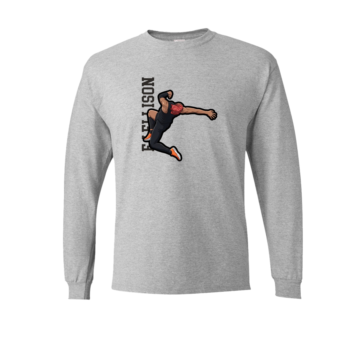 Long Sleeve Tee — Name Vertical in Grey