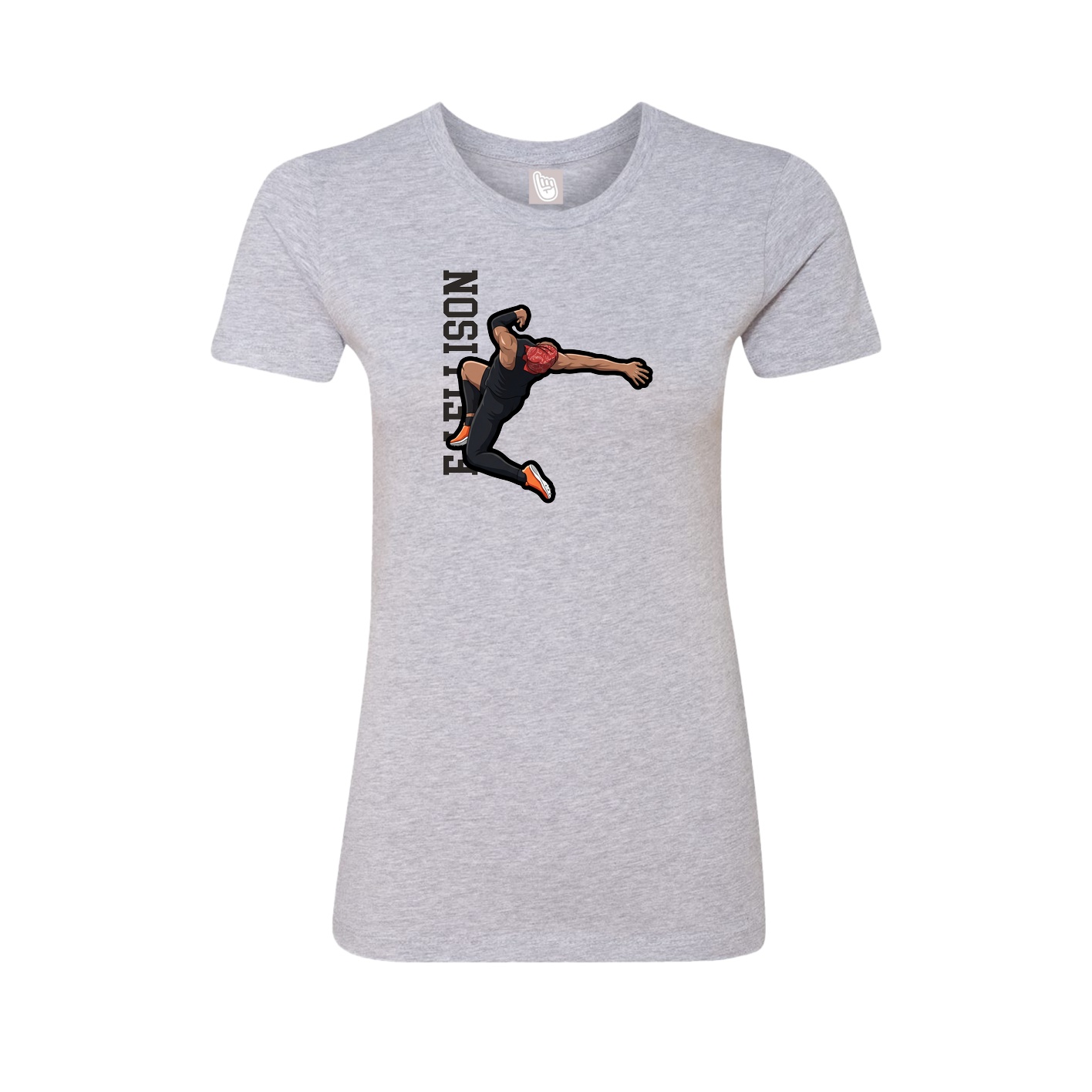 Womens Tee — Name Vertical in Grey