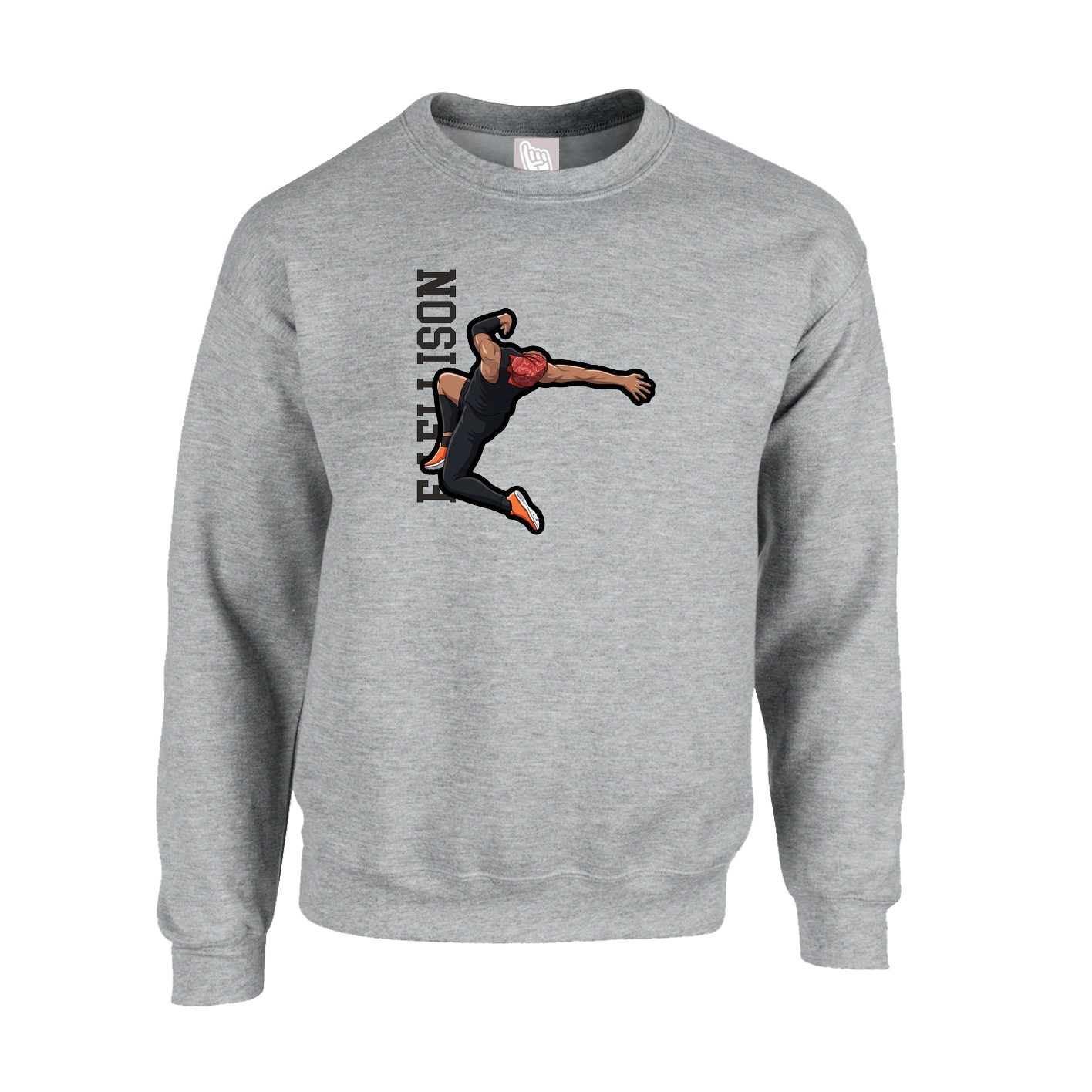Fleece Crew — Name Vertical in Grey