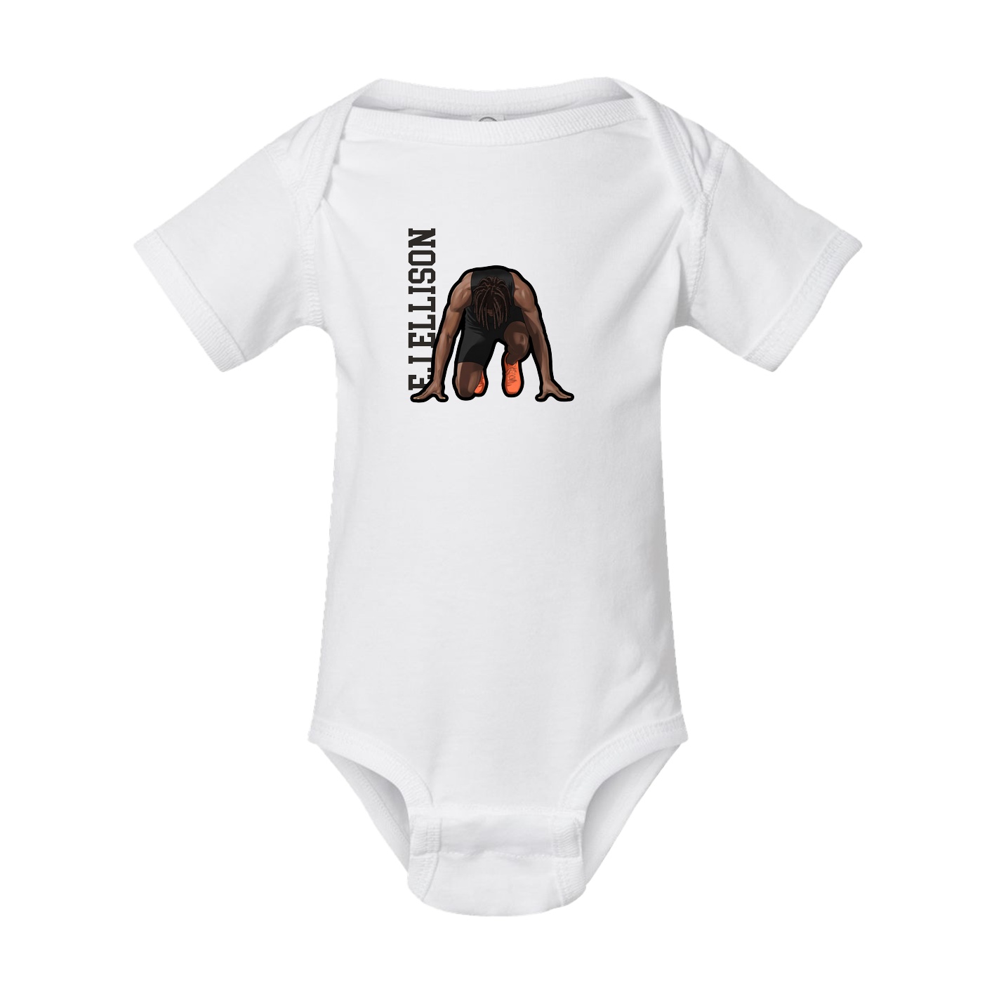 Baby Onesie — Name Vertical in White