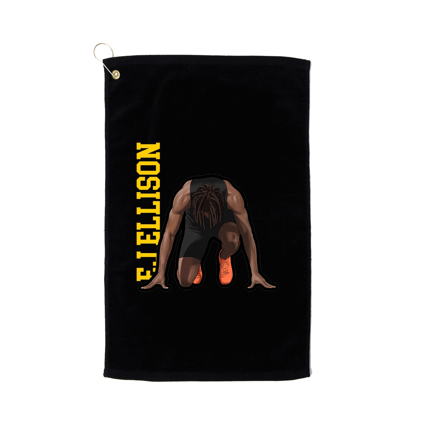 Golf Towel — Name Vertical in Black
