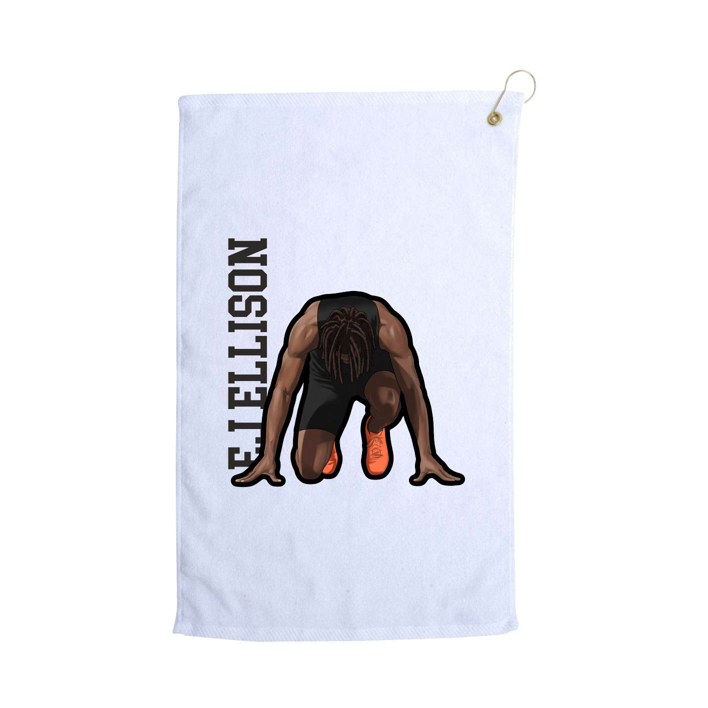 Golf Towel — Name Vertical in White