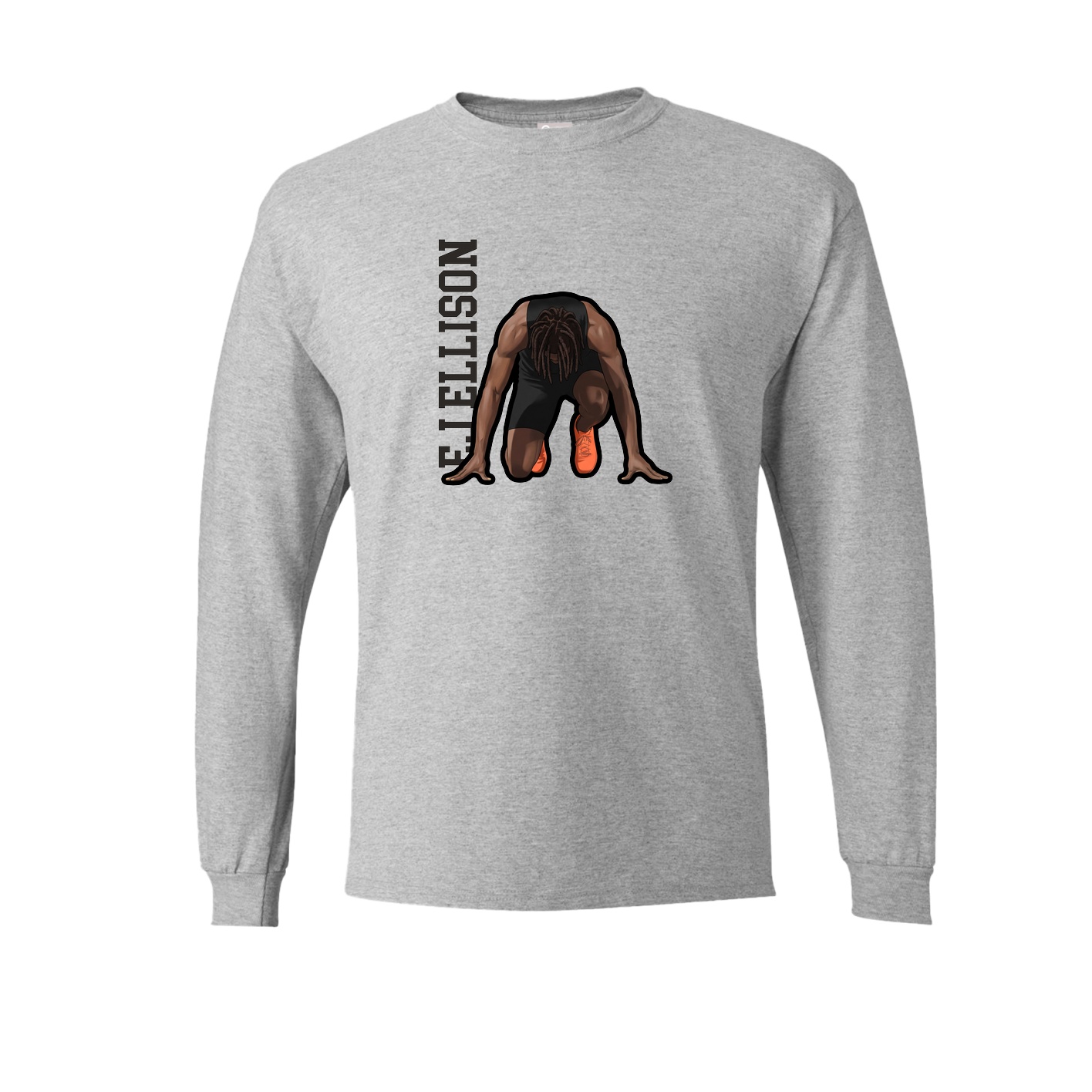 Long Sleeve Tee — Name Vertical in Grey