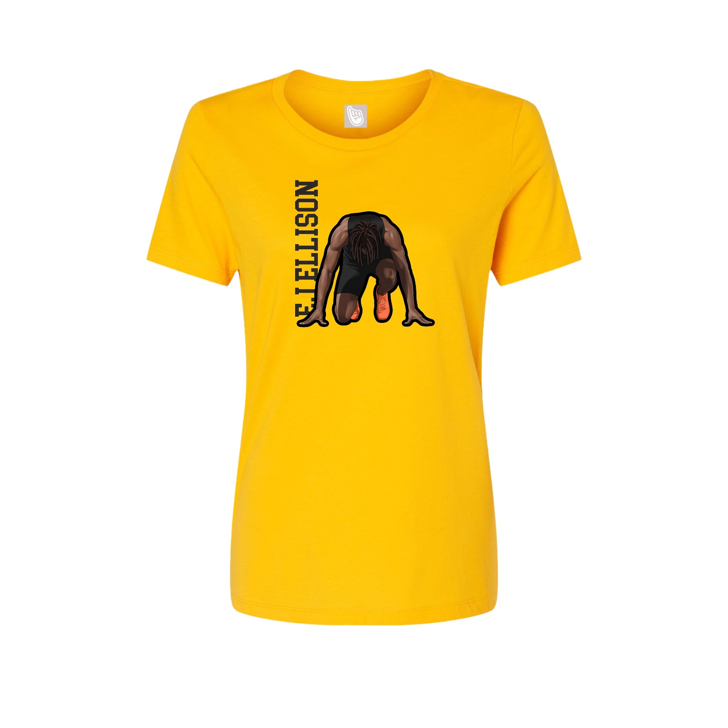 Womens Tee — Name Vertical in Gold