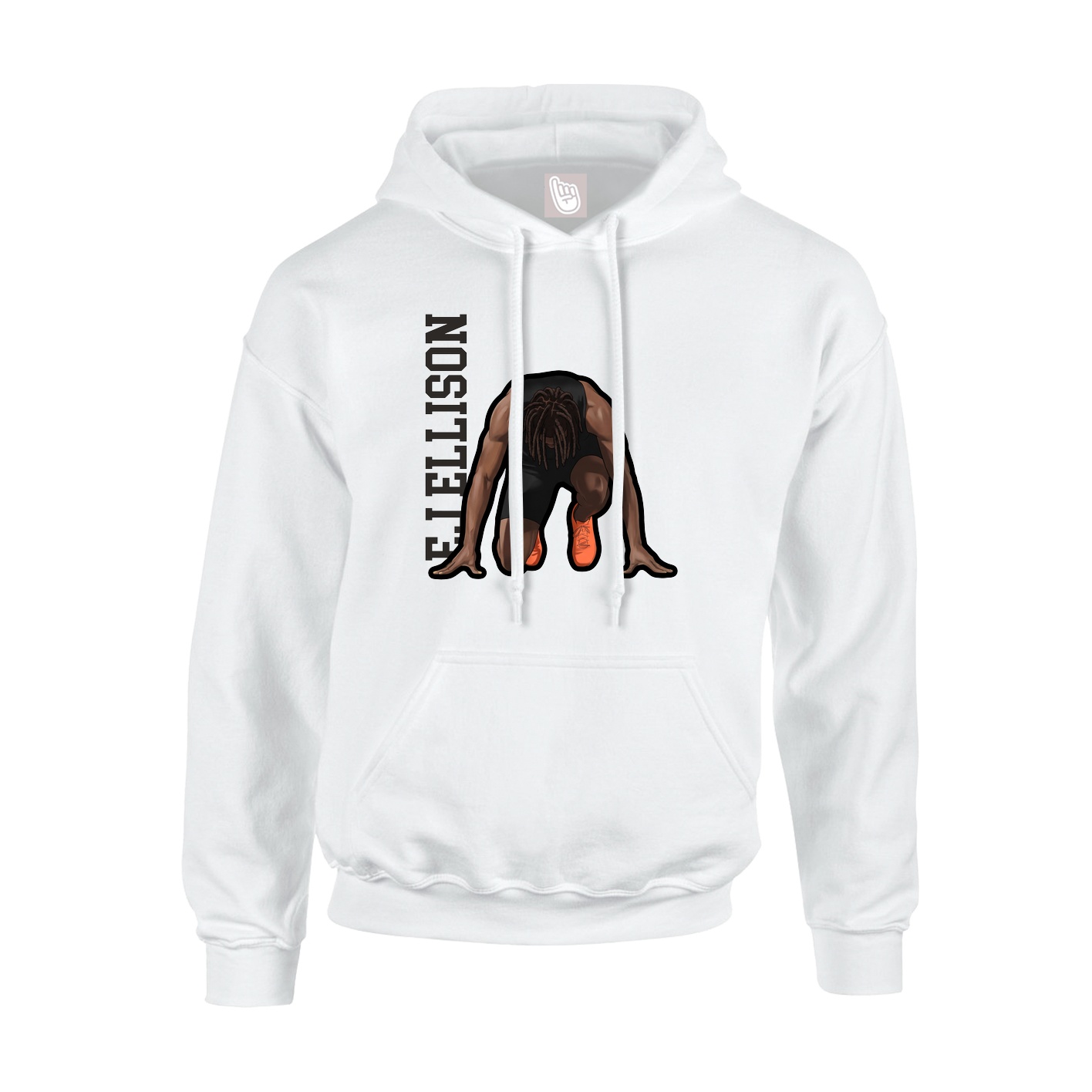 Youth Hoodie — Name Vertical in White