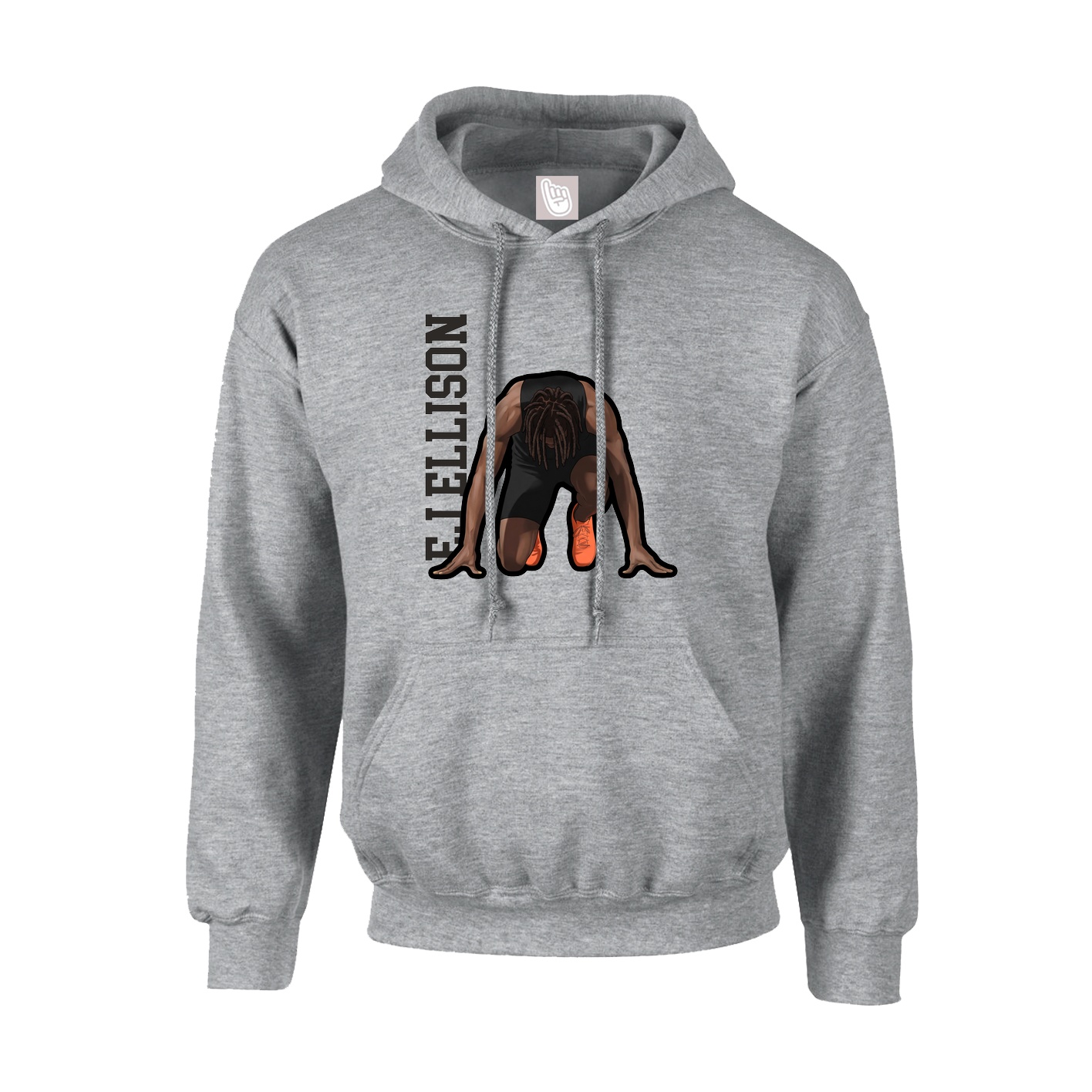 Youth Hoodie — Name Vertical in Grey