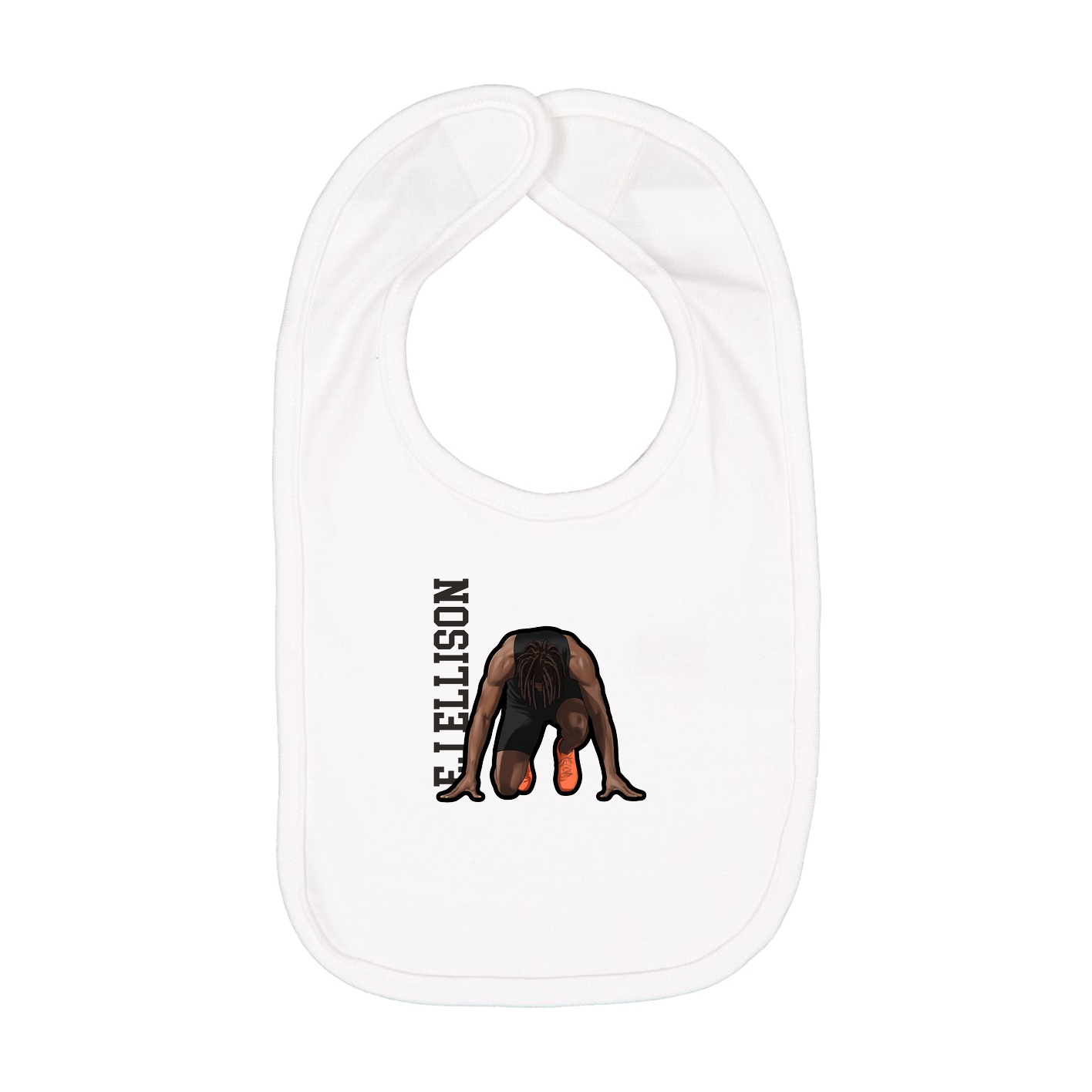 Infant Bib — Name Vertical in White