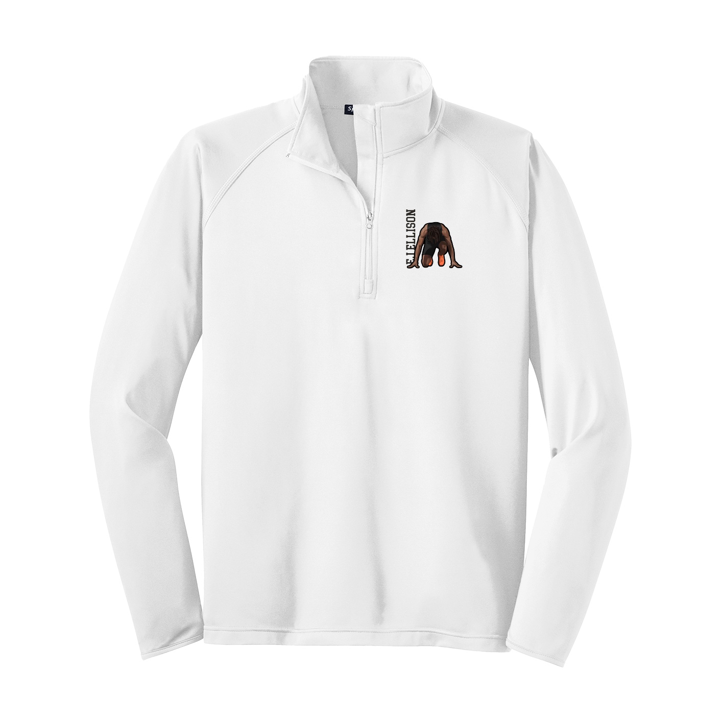 Q-Zip Pullover — Name Vertical in White