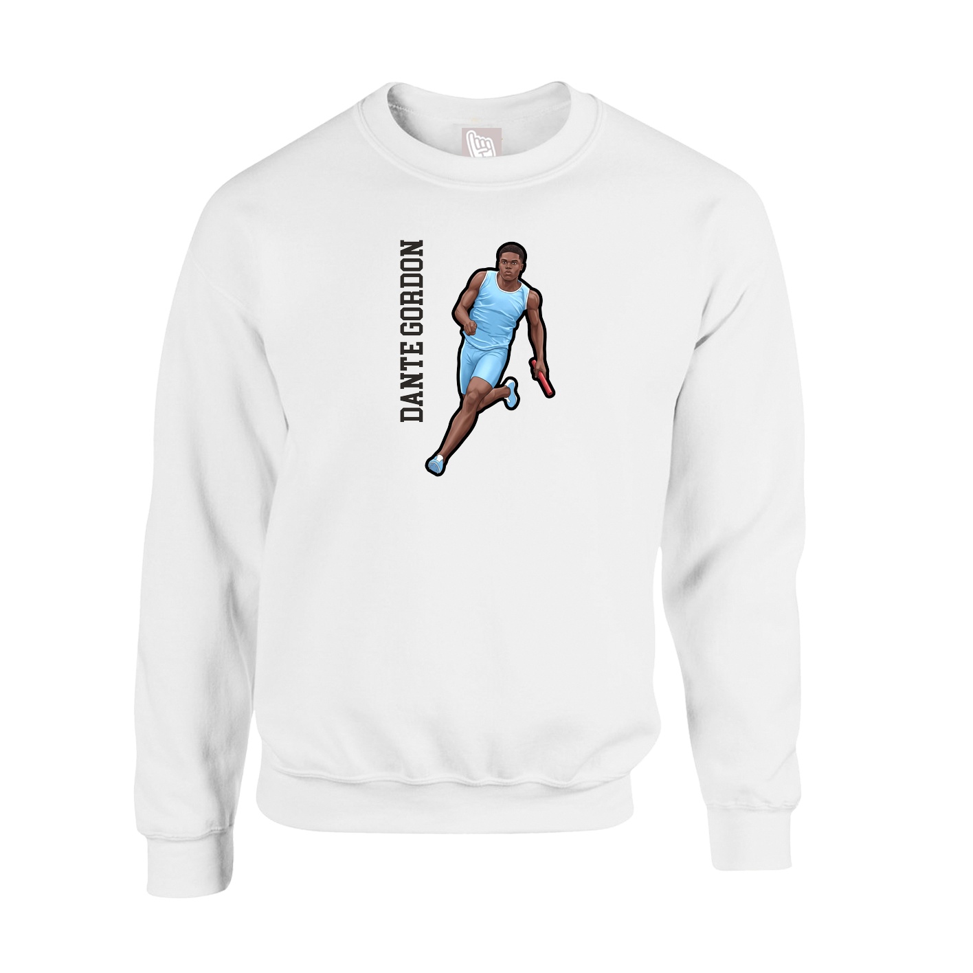 Fleece Crew — Name Vertical in White