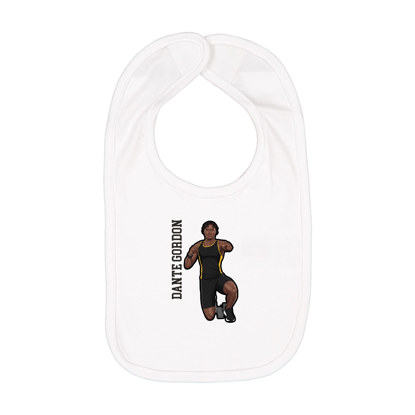 Infant Bib — Name Vertical in White