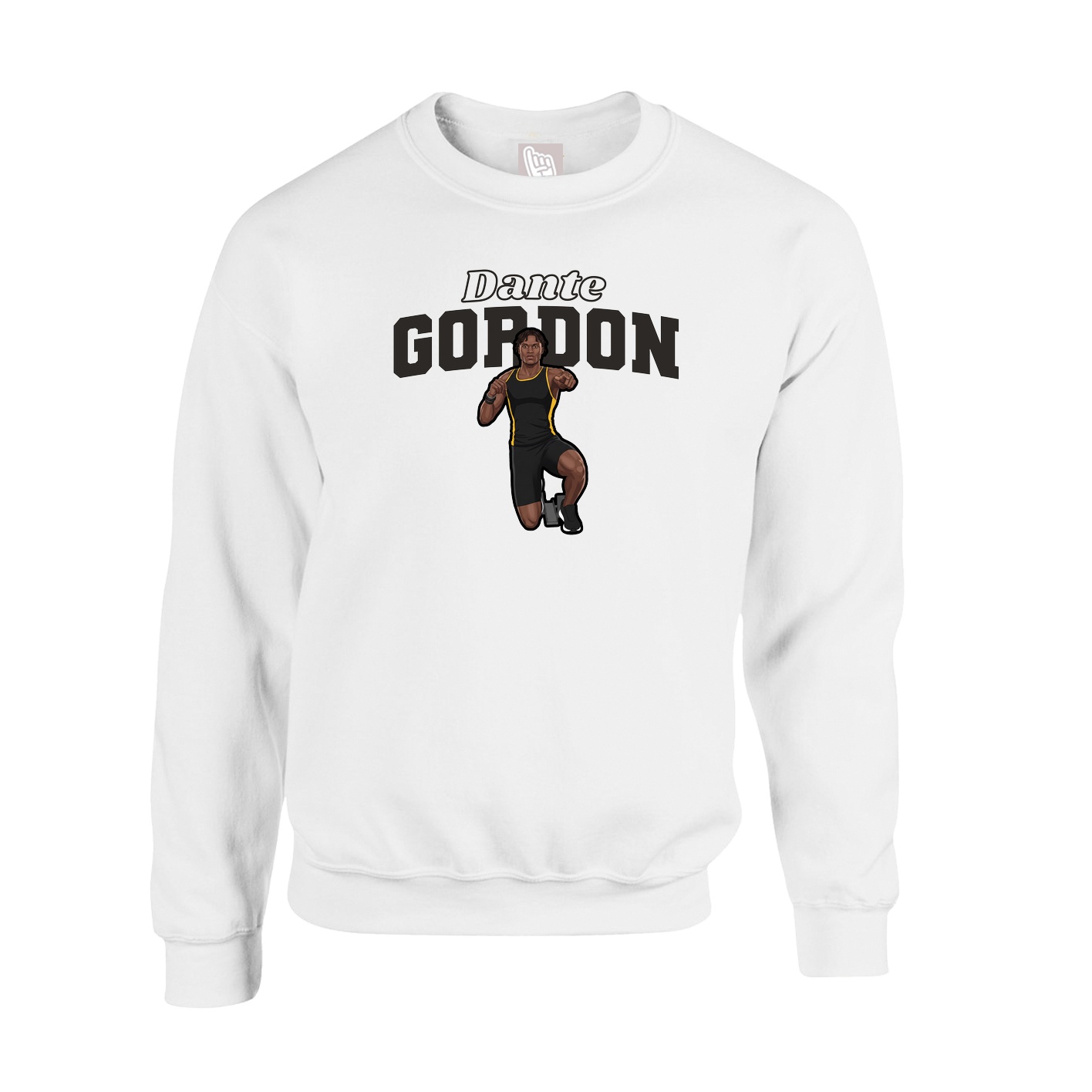 Fleece Crew — Name Arch in White