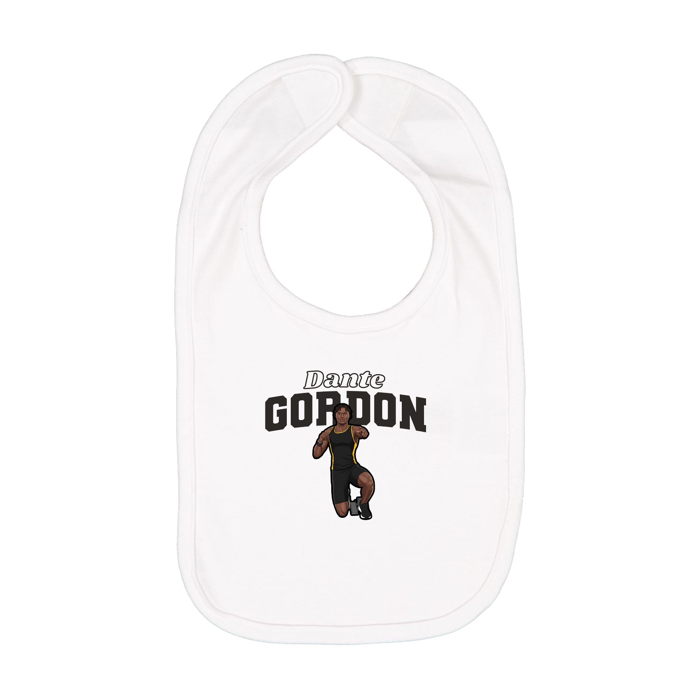 Infant Bib — Name Arch in White