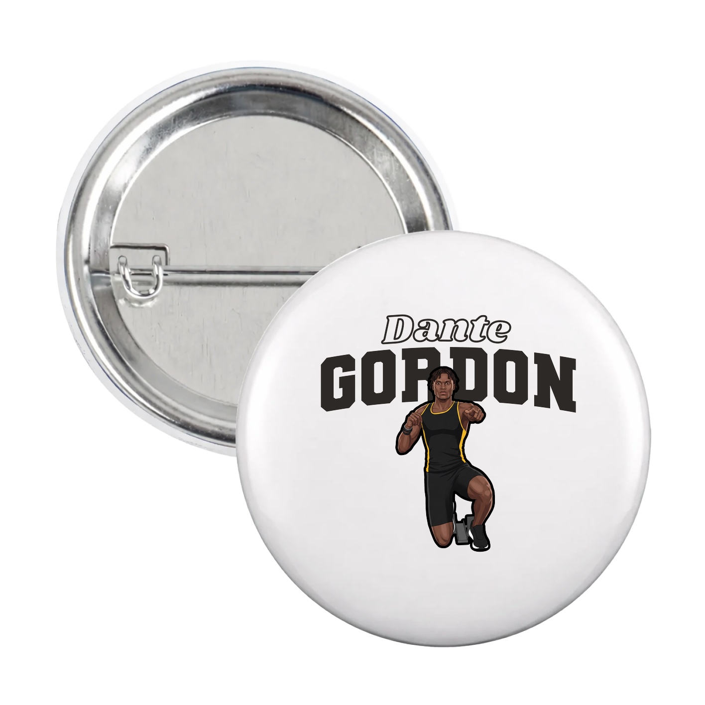 Game Day Button — Name Arch in White