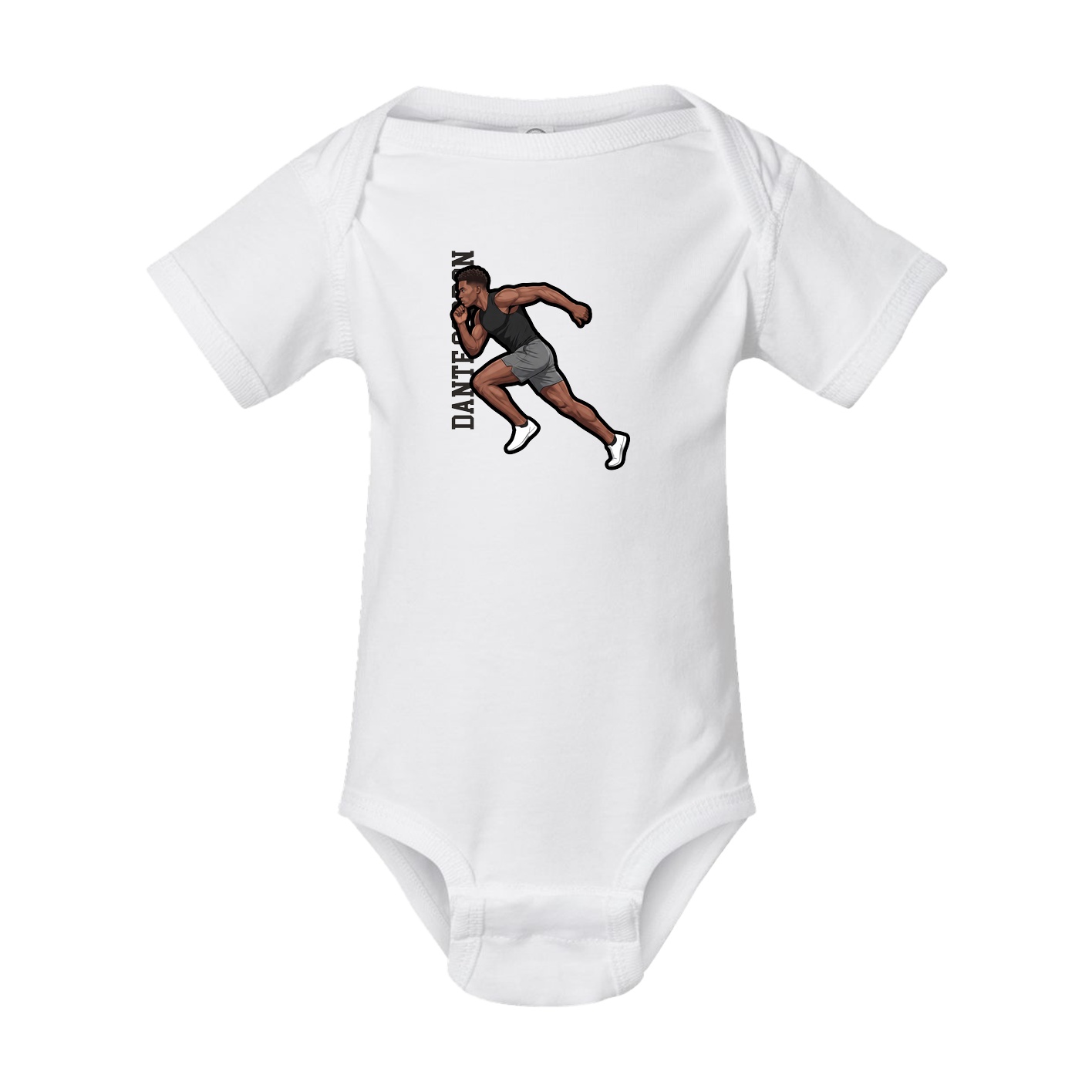 Baby Onesie — Name Vertical in White