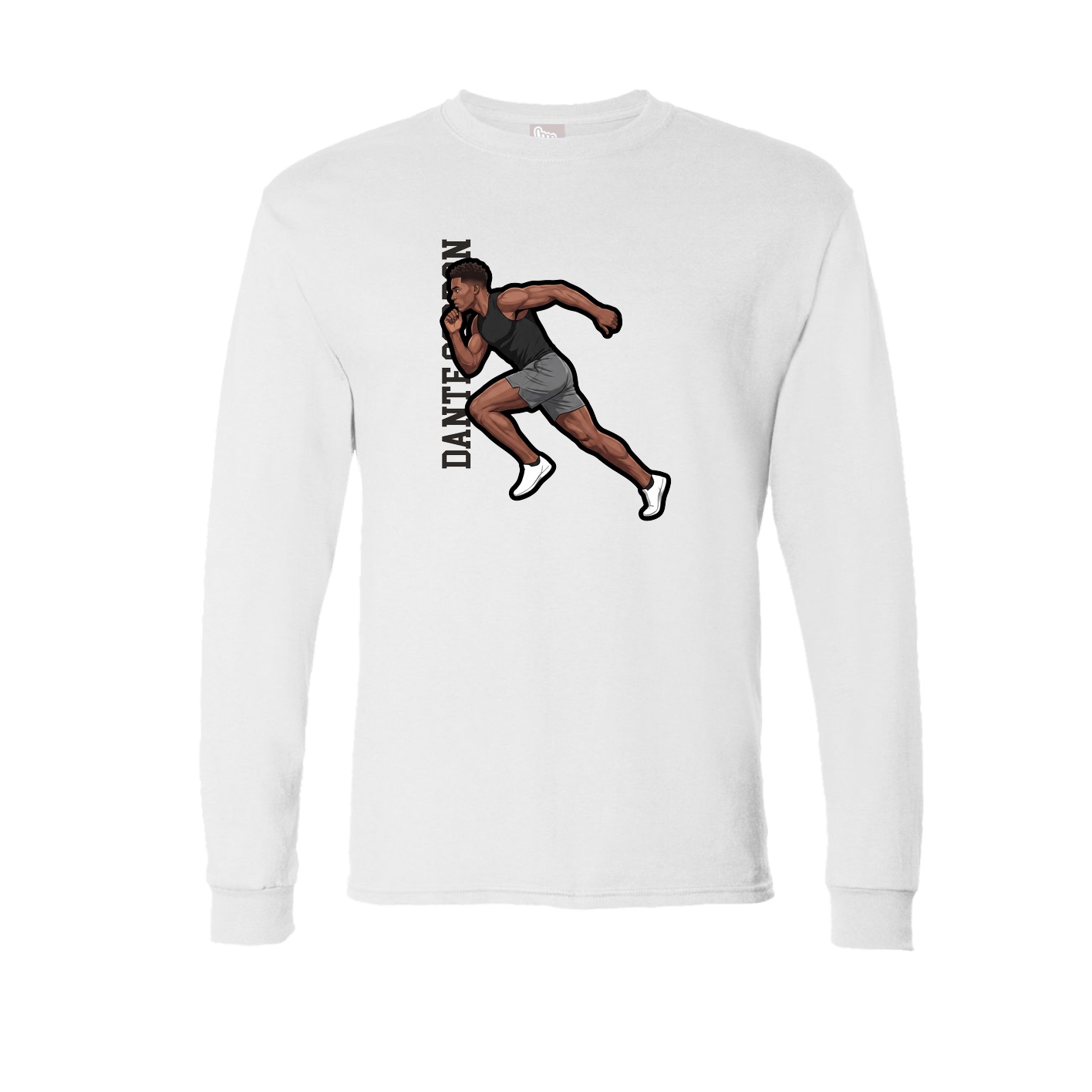Long Sleeve Tee — Name Vertical in White
